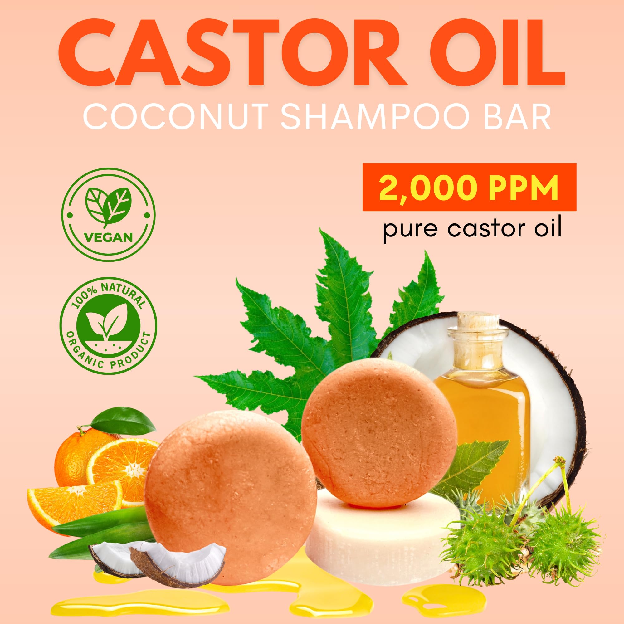 PureRootss Castor Oil Shampoo and Conditioner Bar Set 3 - Hair Growth, Regrowth, Anti Hair Loss- Natural Solid Shampoo Soap Bars Set for Women with Straight, Curly Hair for Thinning, Thickening