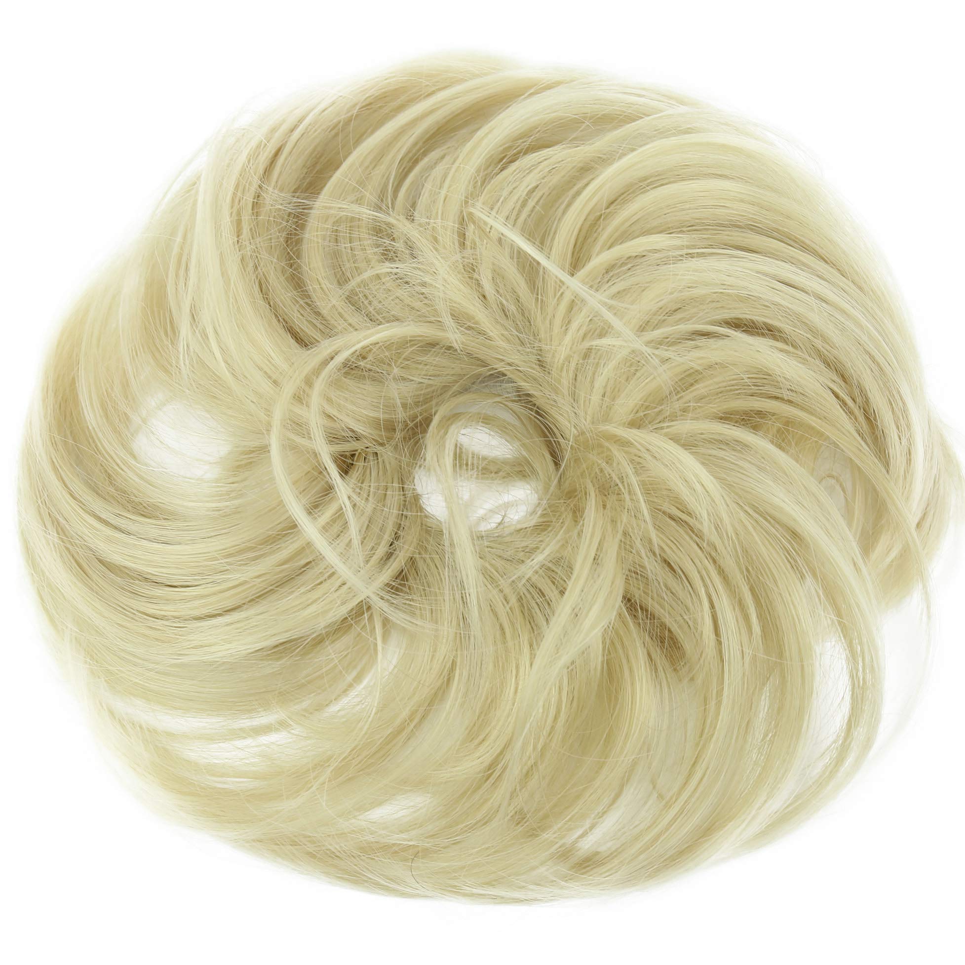 PRETTYSHOP Scrunchie Bun Up Do Hair piece Hair Ribbon Ponytail Extensions Wavy Curly or Messy Various Colors(bleach blonde 25T613)