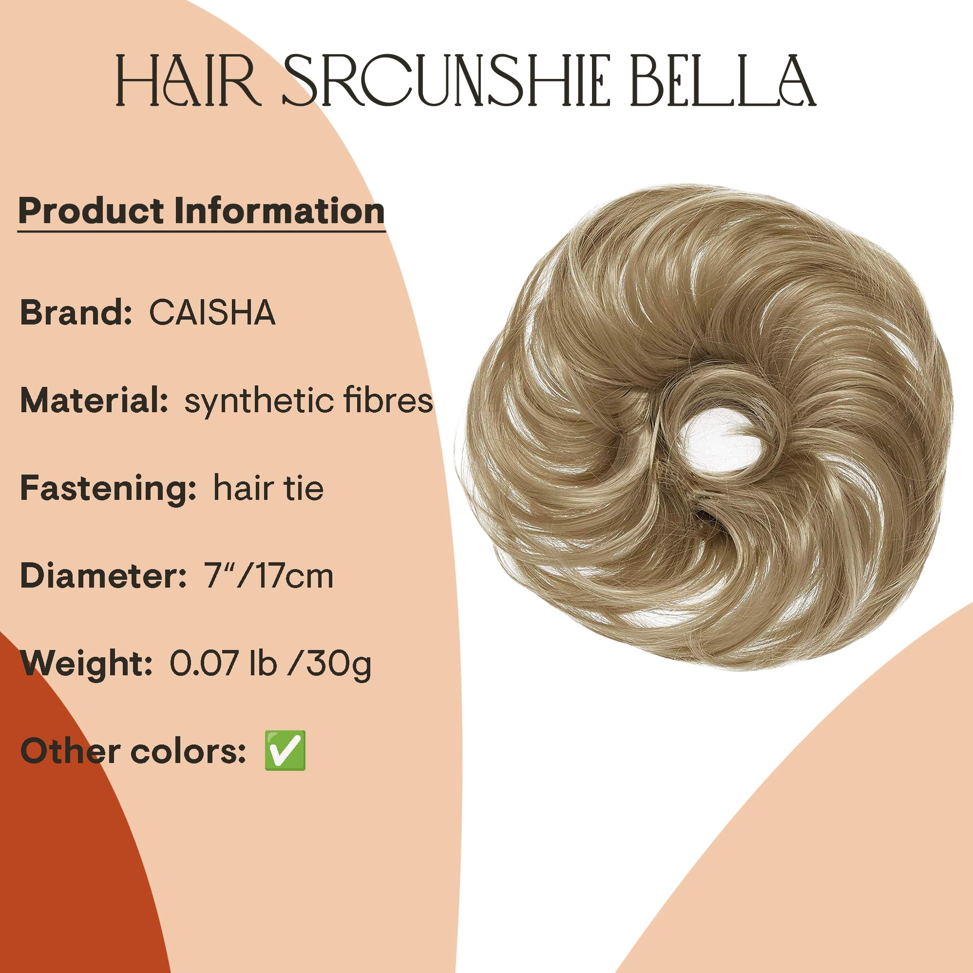 blonde 24A : PRETTYSHOP Scrunchie Bun Up Do Hair piece Hair Ribbon Ponytail Extensions Wavy Curly or Messy Various Colors (blonde 24A)