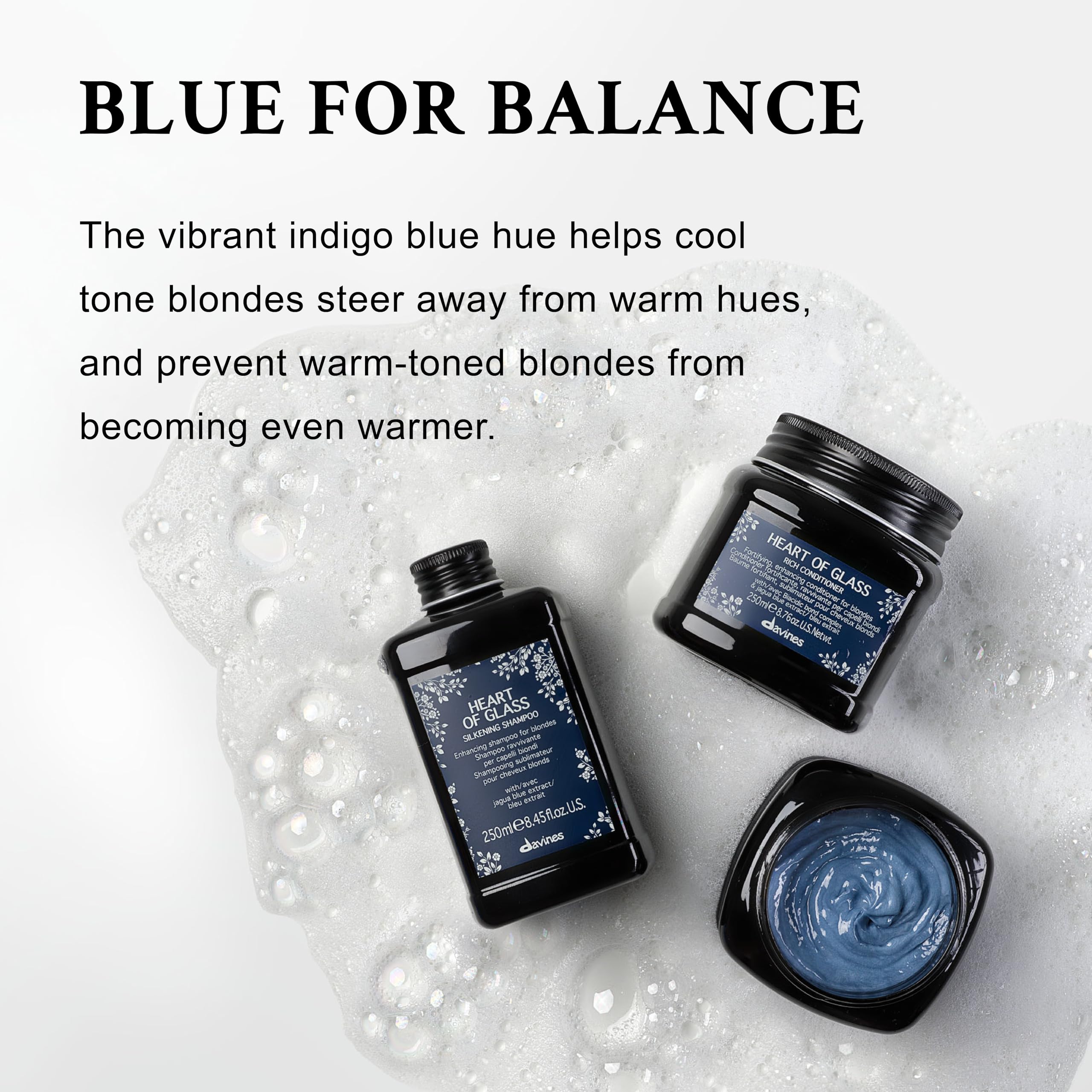 Davines Heart of Glass Silkening Shampoo for Blonde Care, 8.45 fl. oz. (Pack of 1), Black