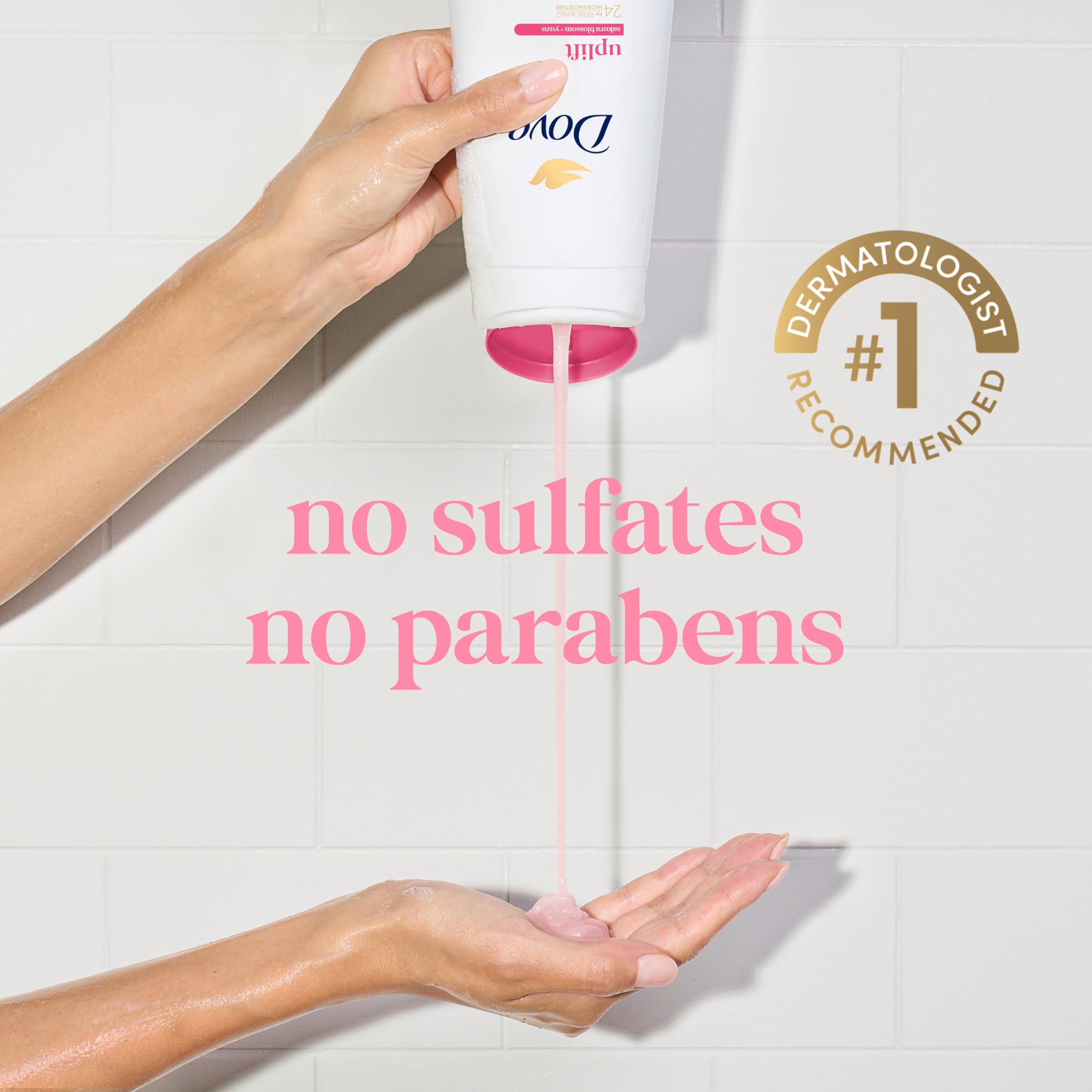 Dove Body Wash 4 Count for 24hr Lotion-Soft Skin Uplift Sakura Blossom and Yuzu Moisturizing Skin Cleanser with No Sulfates No Parabens