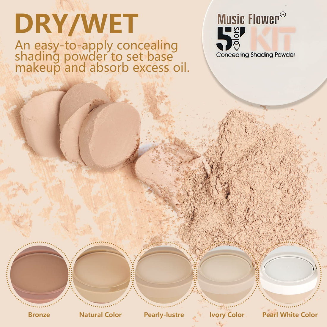 #1 : FantasyDay® Professional 5 Colours Multi-layer Face Press Powder Makeup Palette Contouring Kit - Ideal for Professional and Daily Use