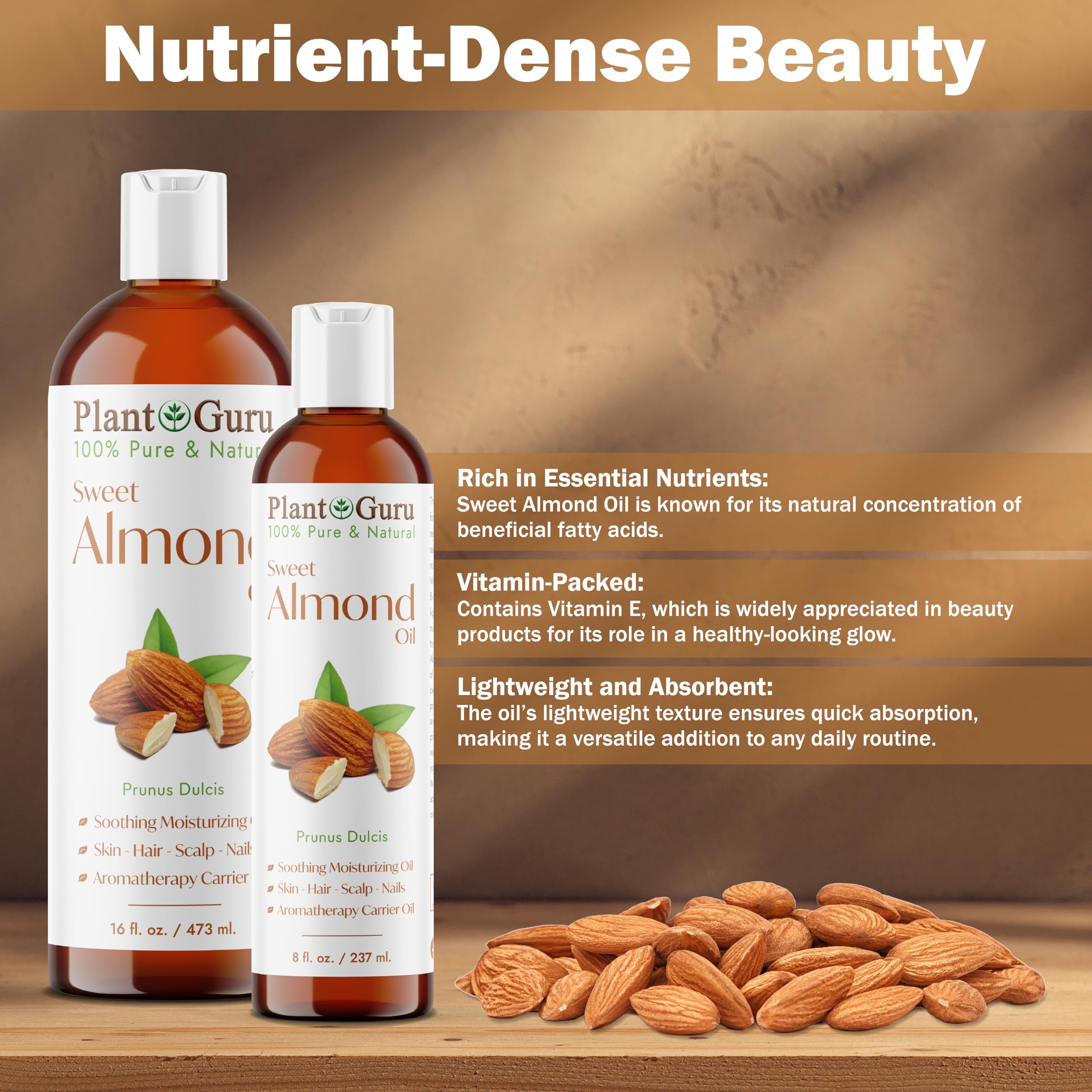 Sweet Almond Oil 4 fl. oz. Cold Pressed Carrier 100% Pure Natural For Skin, Body, Face, and Hair Growth Moisturizer. Great For Creams, Lotions, Lip balm and Soap Making