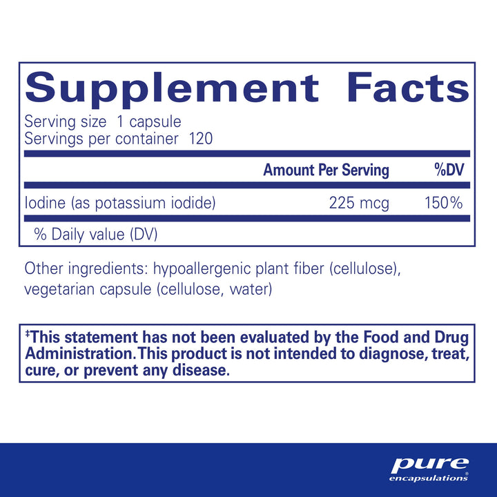 Pure Encapsulations Iodine - Supplement to Support The Thyroid & Help Maintain Healthy Cellular Metabolism - with Premium Potassium Iodide - 120 Capsules