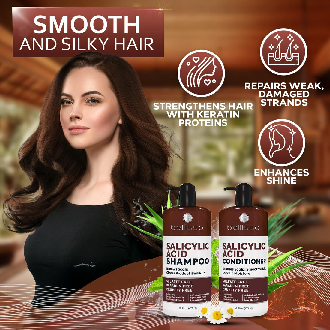 Salicylic Acid Shampoo and Conditioner Set - Scalp Exfoliator Formula for Flakes - Anti Dandruff and Itch Relief for Women and Men - Sulfate and Paraben Free - For Dry, Flaky, Itchy and Oily Hair