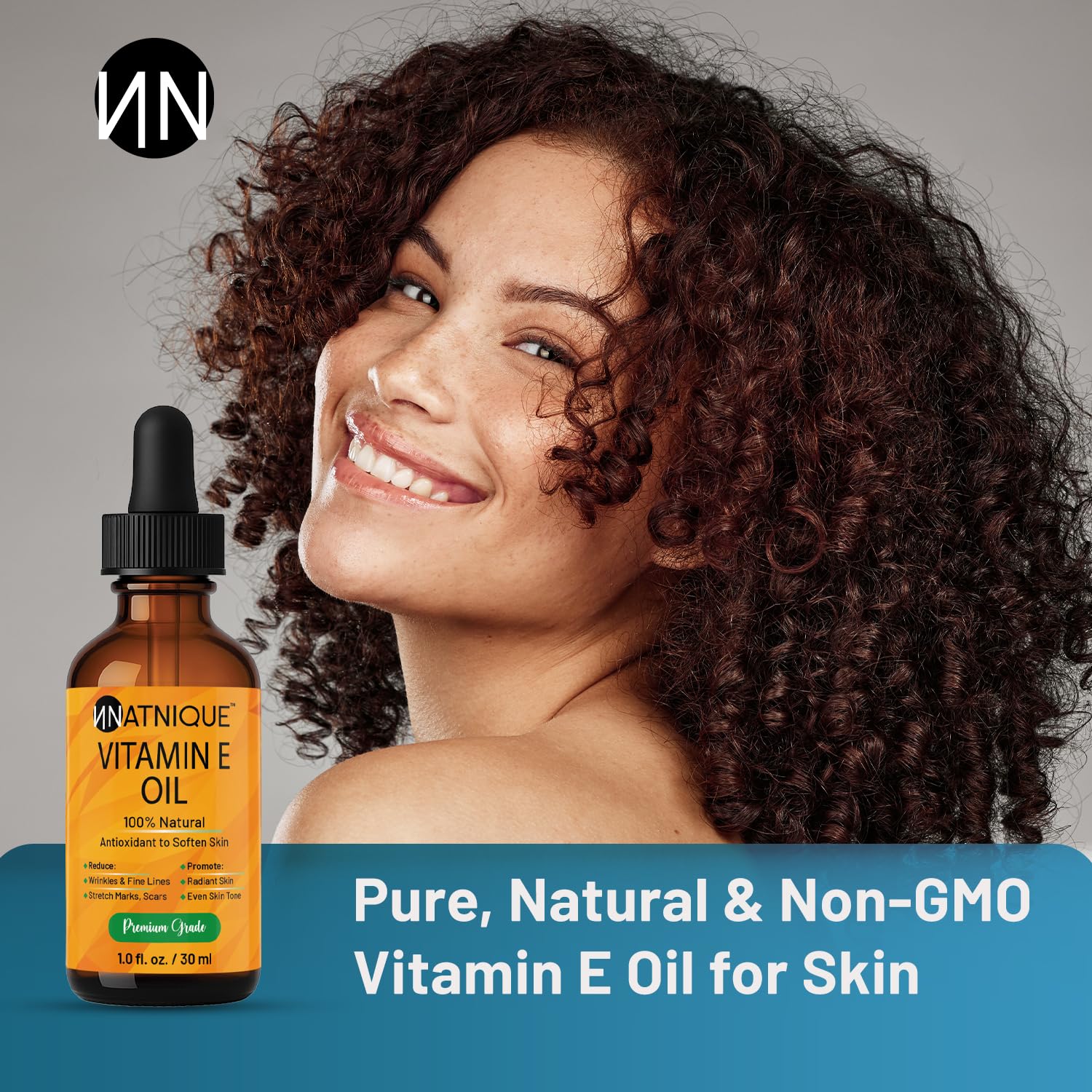 Vitamin E Oil 1oz 100% Natural for Nails, Hair, Face, Eyebrows, Eyelashes, and Body. Non-GMO, Natural D-Alpha Tocopherol. for Nail Growth, and Vitamin E for Skin