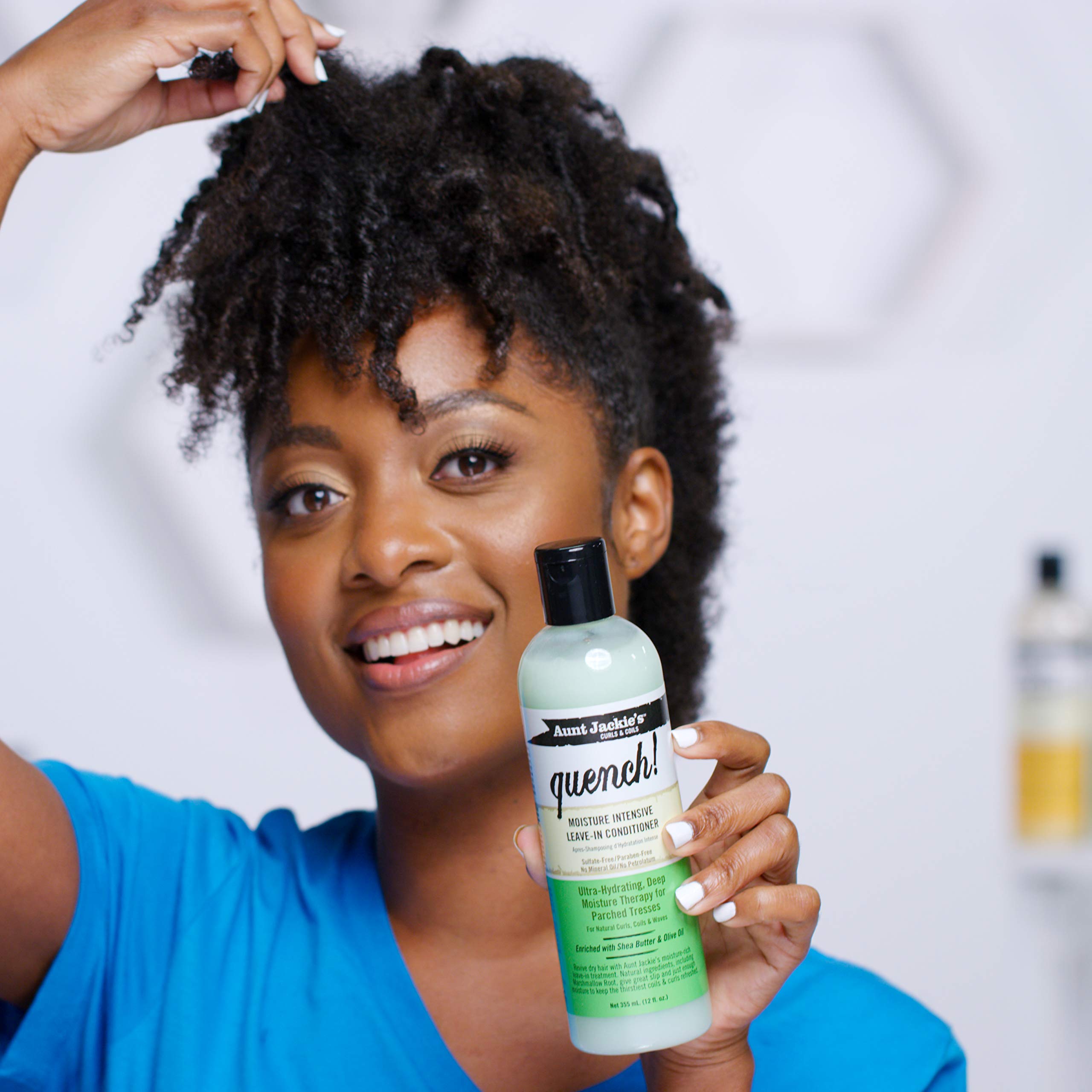 Aunt Jackie's Curls and Coils Quench Moisture Intensive Leave-In Hair Conditioner for Natural Curls, Coils and Waves, Enriched with shea Butter, 16 oz