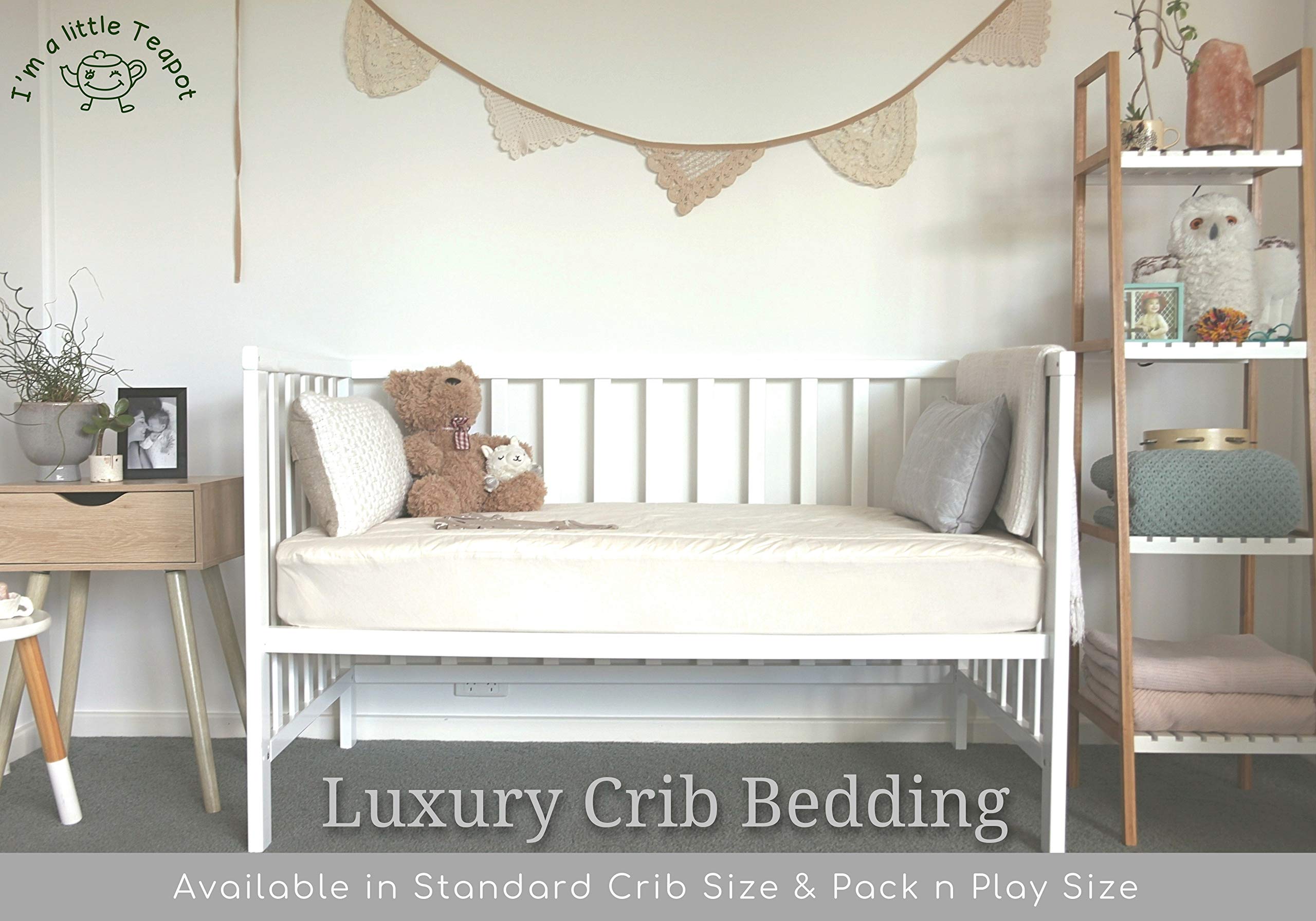 I'm A Little Teapot Organic Cotton Crib Mattress Pad - Standard Size Organic Mattress Protector - Waterproof Baby Mattress Cover - Soft, Durable and Hypoallergenic - Fits 28 x 52 x 9 inches