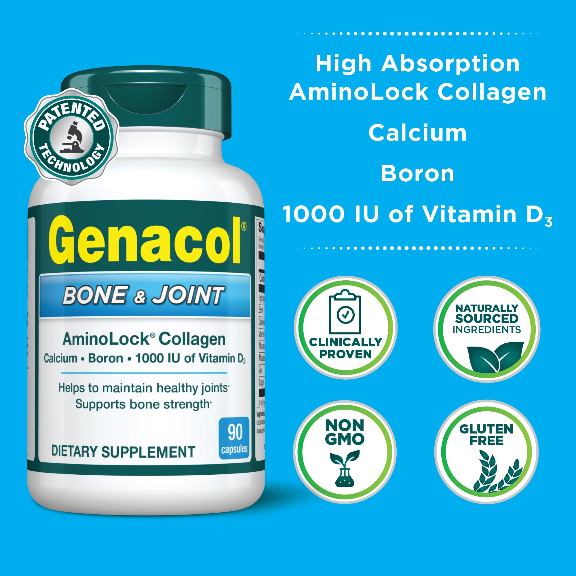 Genacol Collagen and Calcium, Boron, Magnesium & Vitamin D3 for Bone Health Joint Support Supplement Bone & Joint 90 Capsules