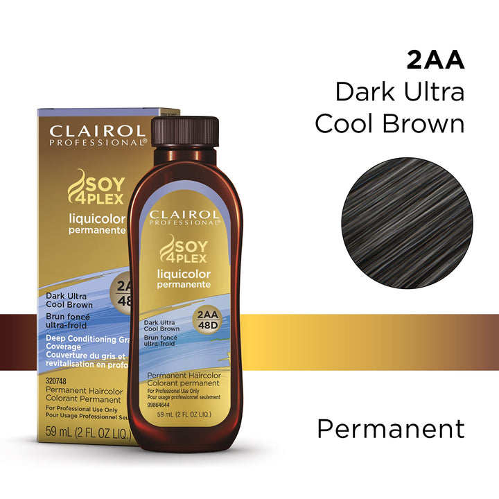 Clairol Professional Permanent Liquicolor for Hair, 2aa Dark Ultra Cool Brown, 2 Fl Oz