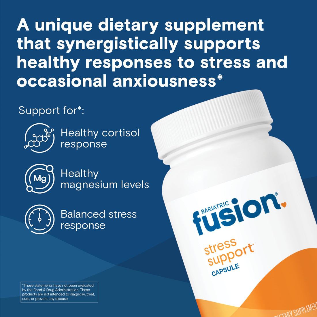 Bariatric Fusion Stress Support* | Vegan Supplement with Magnesium and Ashwagandha | Daily Vitamin for Women and Men | Gluten, Dairy and Soy Free | Non-GMO | 60 Capsules