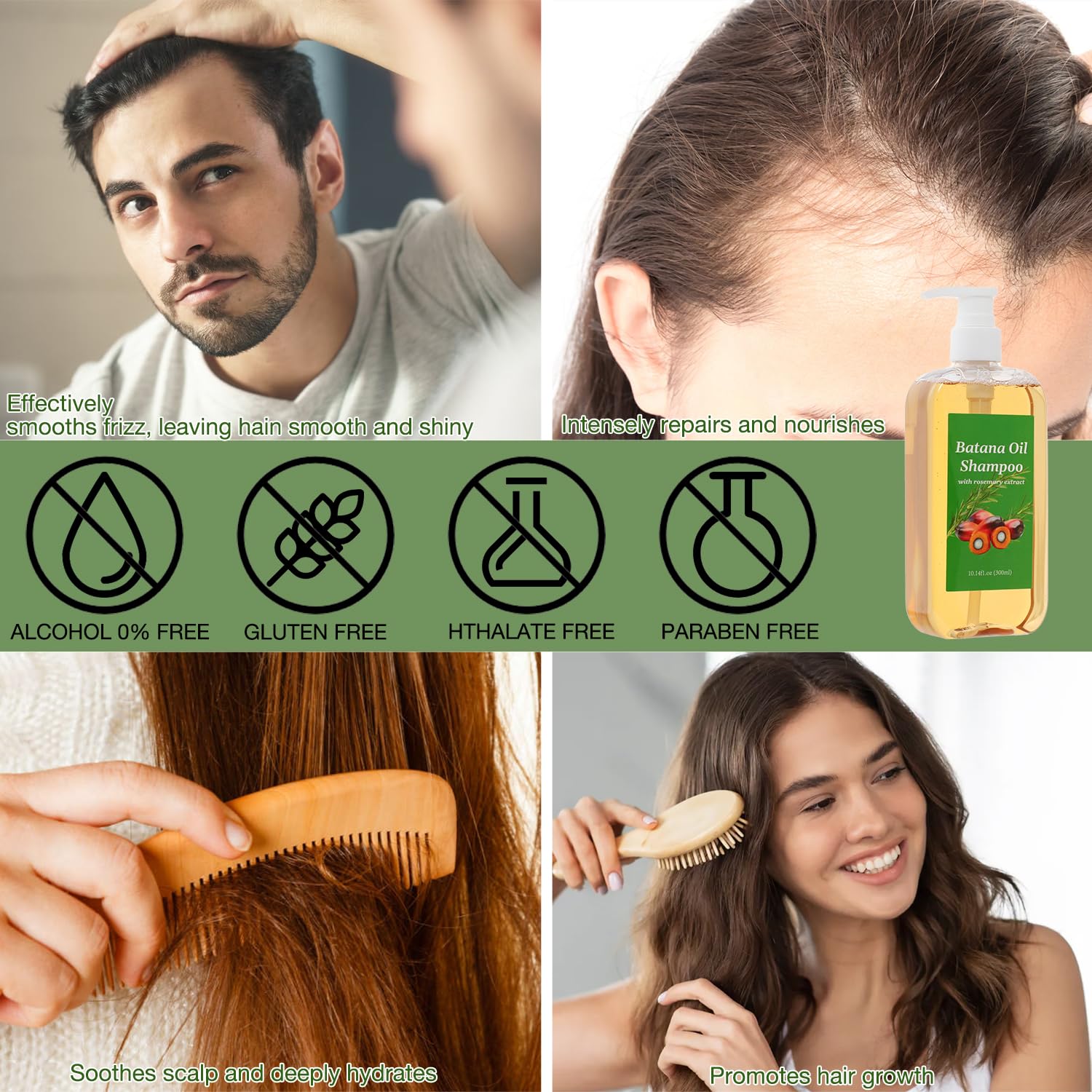 Shampoo De Batana, Rosemary Oil Shampoo,Batana Shampoo,Batana Shampoo with Rosemary Extract, Shampoo De Batana Para La Caida Del Cabello, Nourishing & Regenerating Hair-Soft and Fluffy for Men & Women