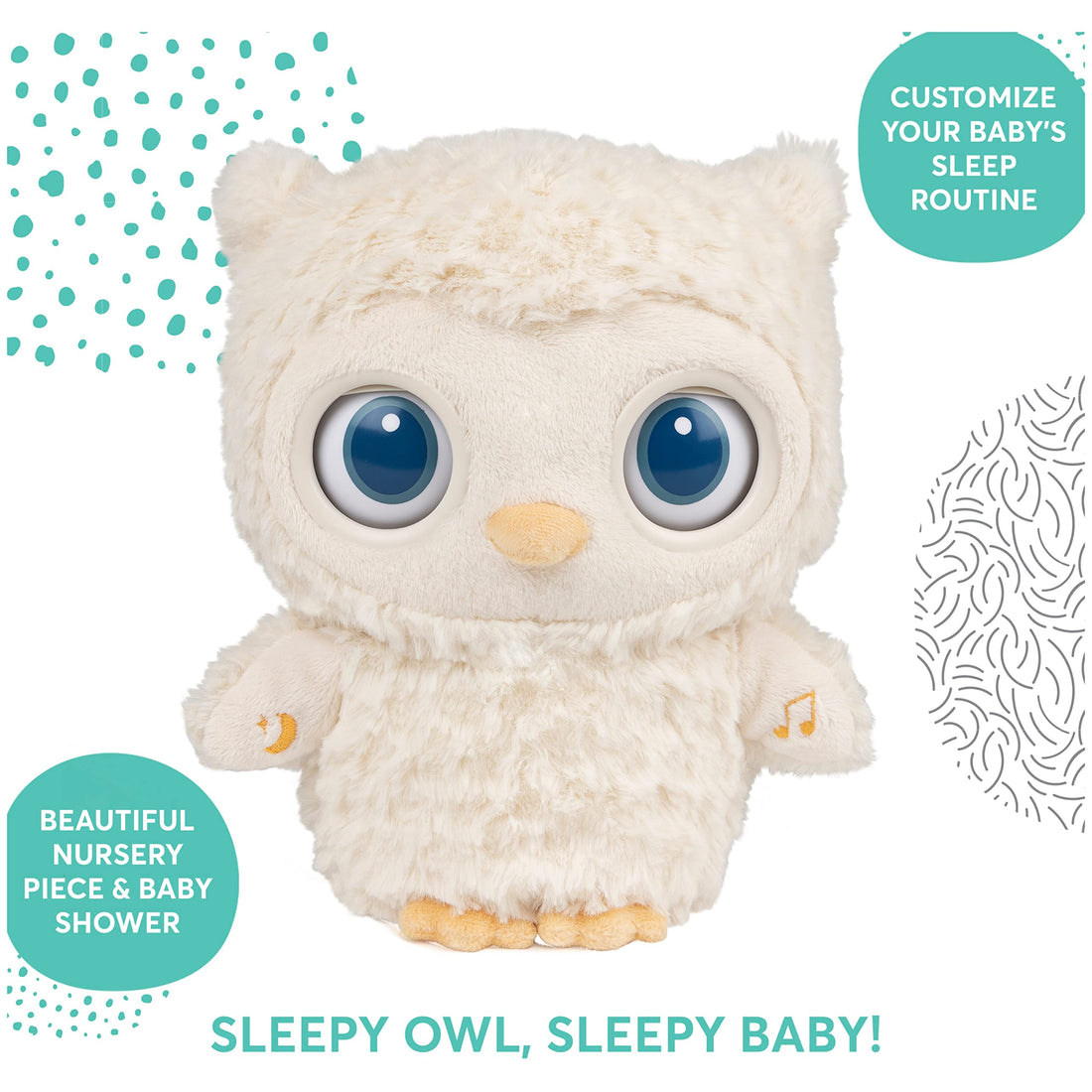 GUND Baby Sleepy Eyes Owl Bedtime Soother Plush Owl Stuffed Animal Night Light & Sound Machine for Baby Boys and Girls, 8ââ‚¬Â