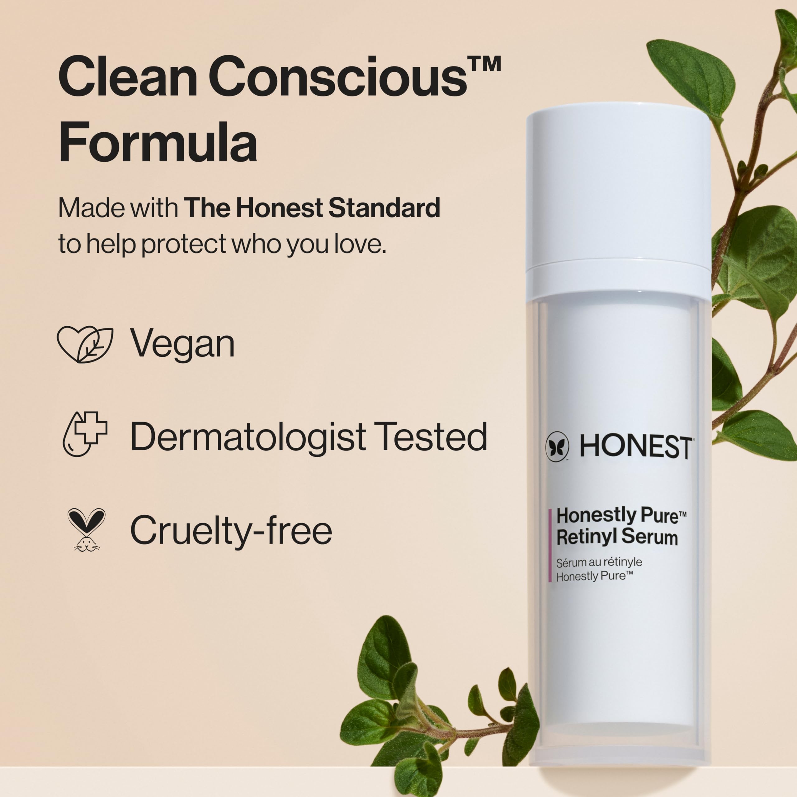 Honest Beauty Honestly Pure Nightly Retinyl Serum | Moisturizes, Exfoliates, + Reduces Fine Lines | Gentle for Sensitive Skin, Fragrance Free, Vegan | 1 fl oz