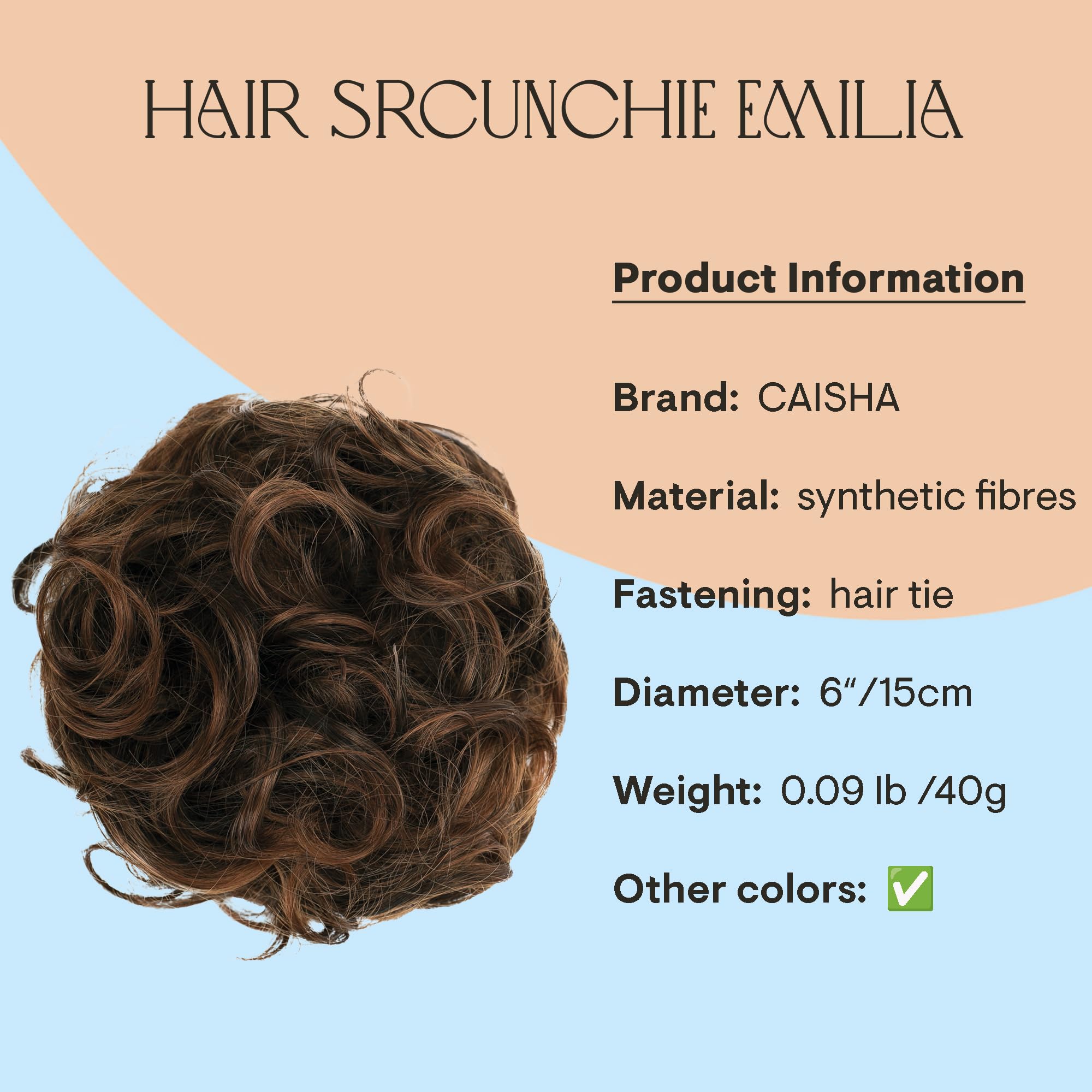 Brown mix G9E_2T30B : PRETTYSHOP Hairpiece Hair Rubber Scrunchie Scrunchy Updos VOLUMINOUS Curly Messy Bun Brown mix G9E_2T30B