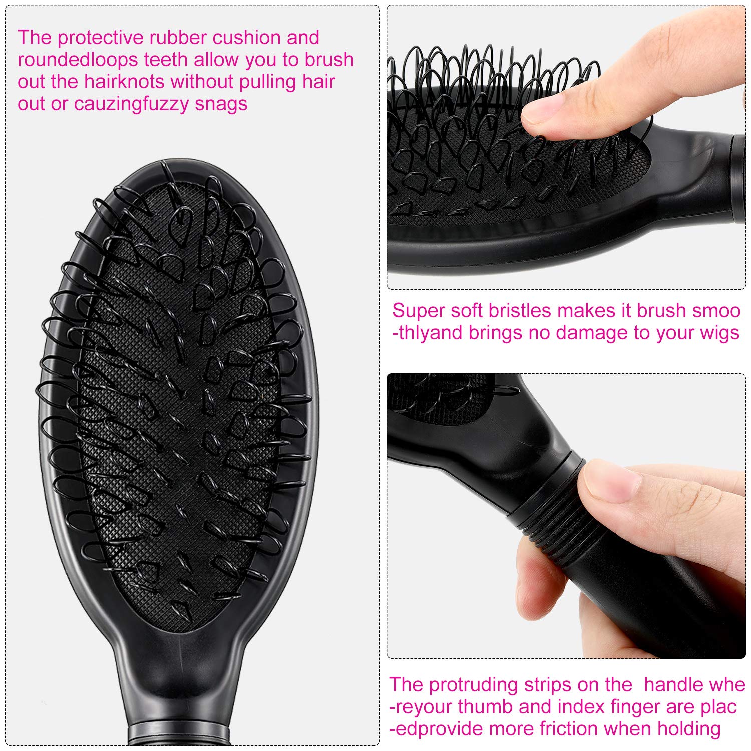 9 Pieces Wig Combs Set Includes Hair Edge Brush Airbag Massage Comb Wide Tooth Hair Comb Wig Clips for Curly Straight Thick Synthetic and Human Hair
