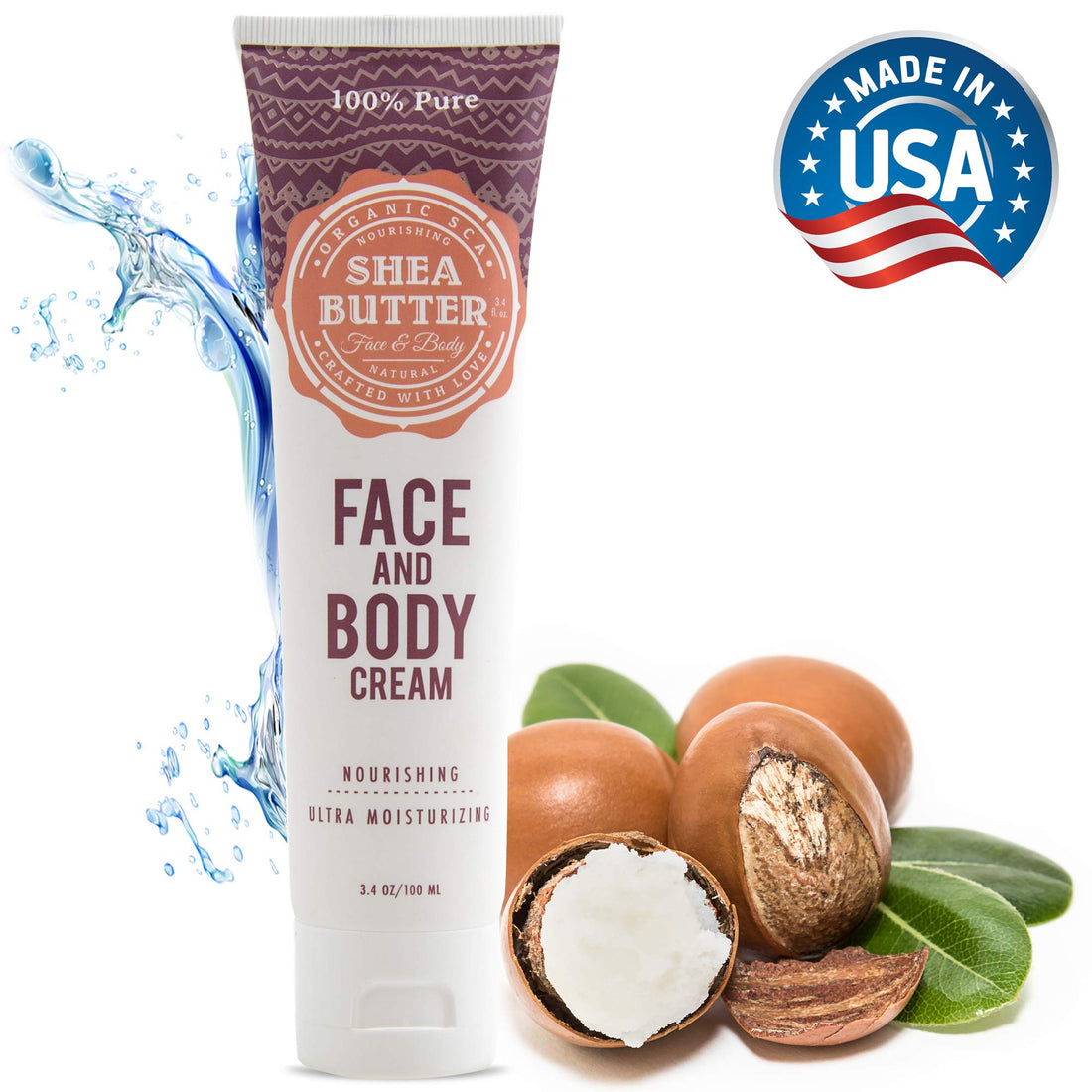 Organic Sca 100% Pure Natural Moisturizing Cream For Face And Body 3.4 Oz / 100 Ml