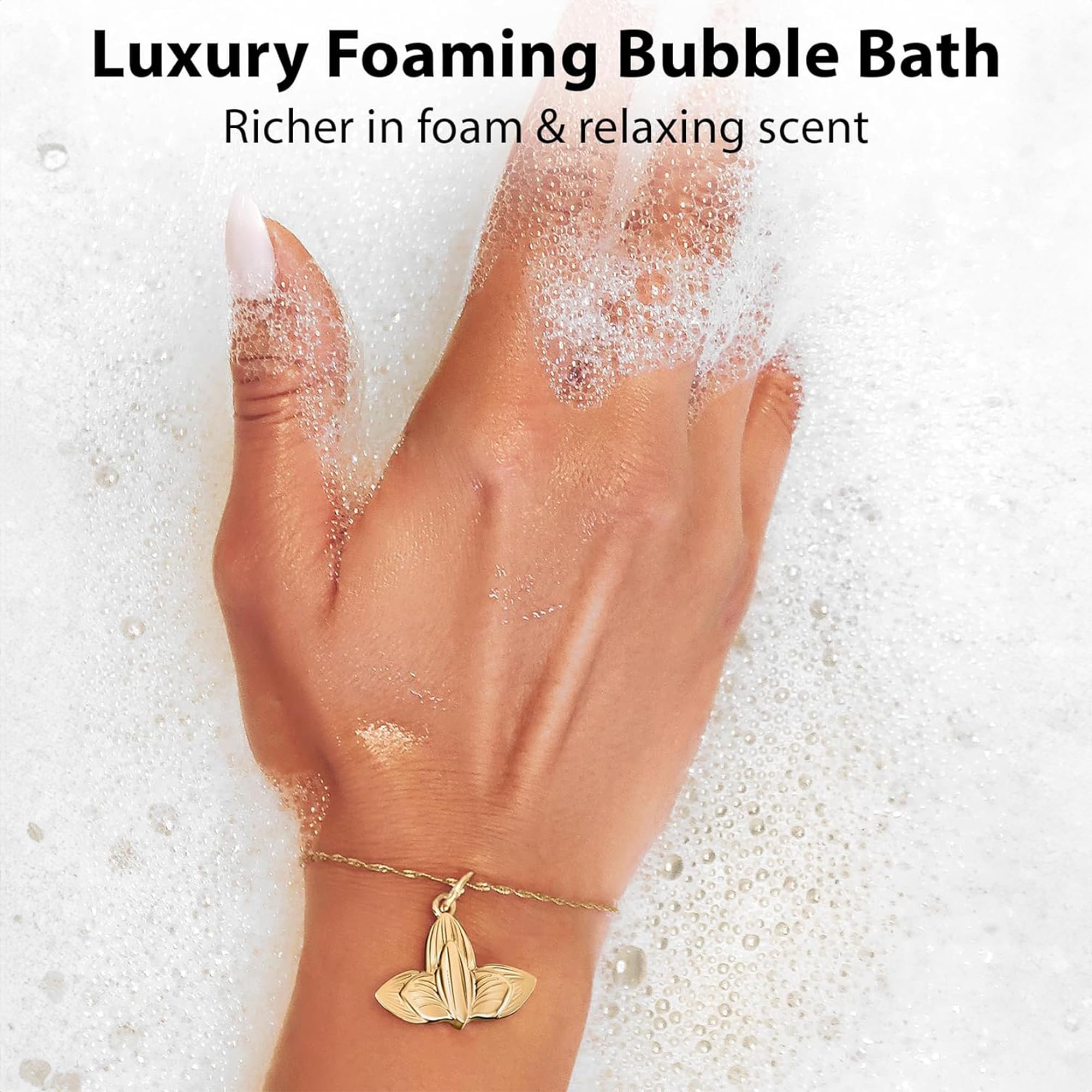 Magnesium Bubble Bath Rose Jasmine Vanilla Long Lasting Foam for Sore Muscles Epsom Salt Moisturizing Relaxing Stress Relief Spa Gift for Women