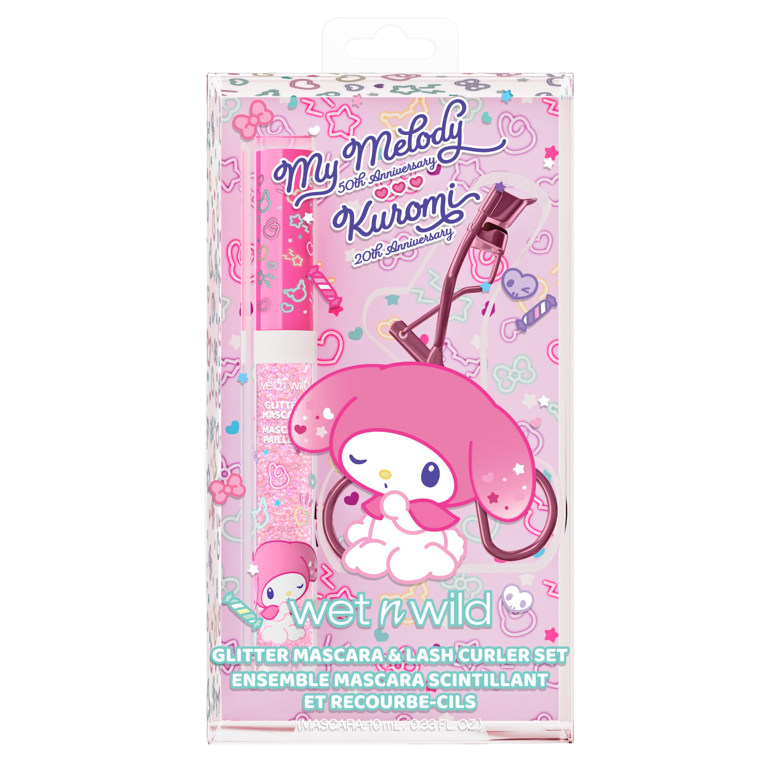 wet n wild My Melody and Kuromi Glitter Mascara & Lash Curler Set - Pink Dreams