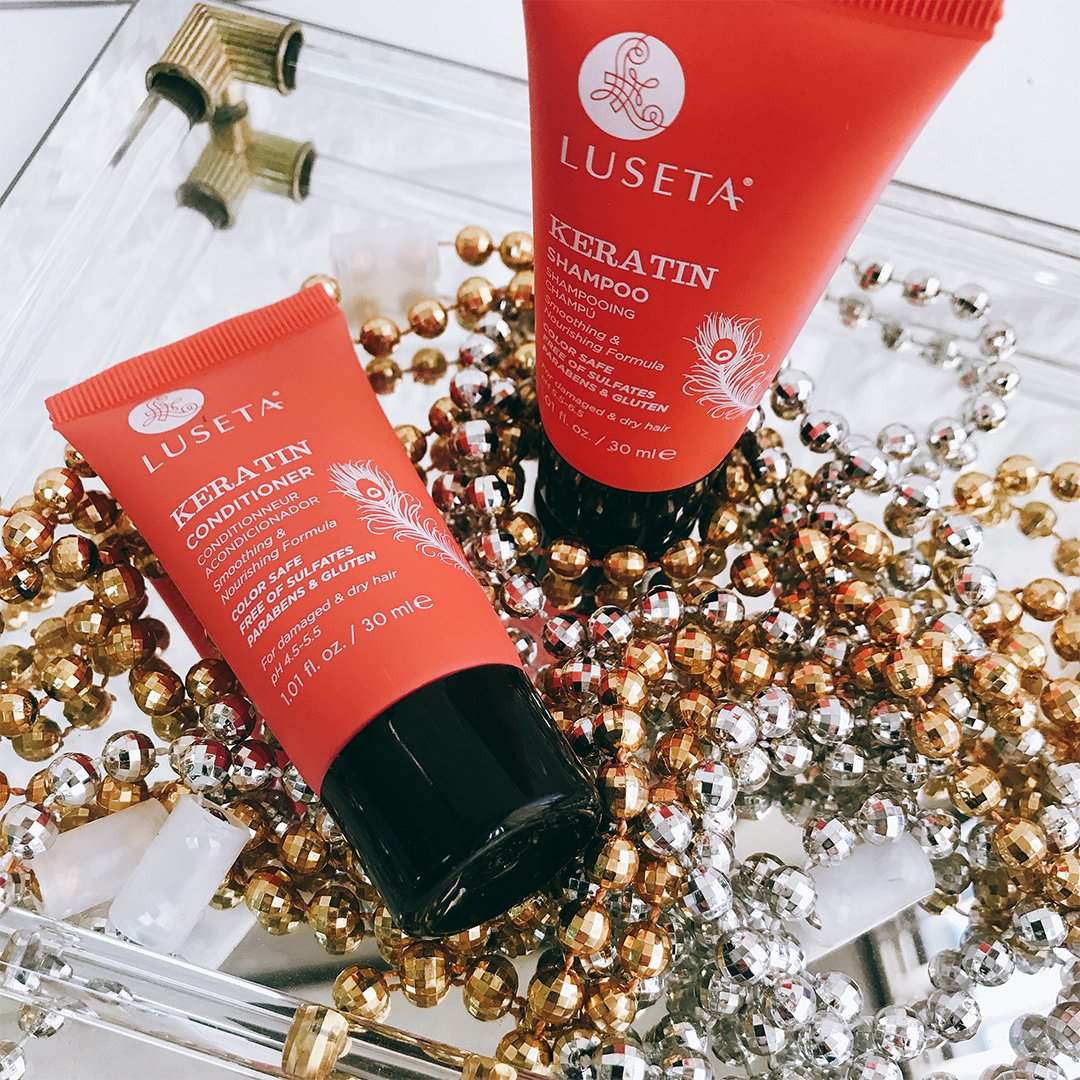 Luseta Keratin Shampoo and Conditioner Smooth and Hydrate Dry Damaged Hair Great for Color Treated Hair Sulfate Free and Gluten Free1.01 Fl Oz×2