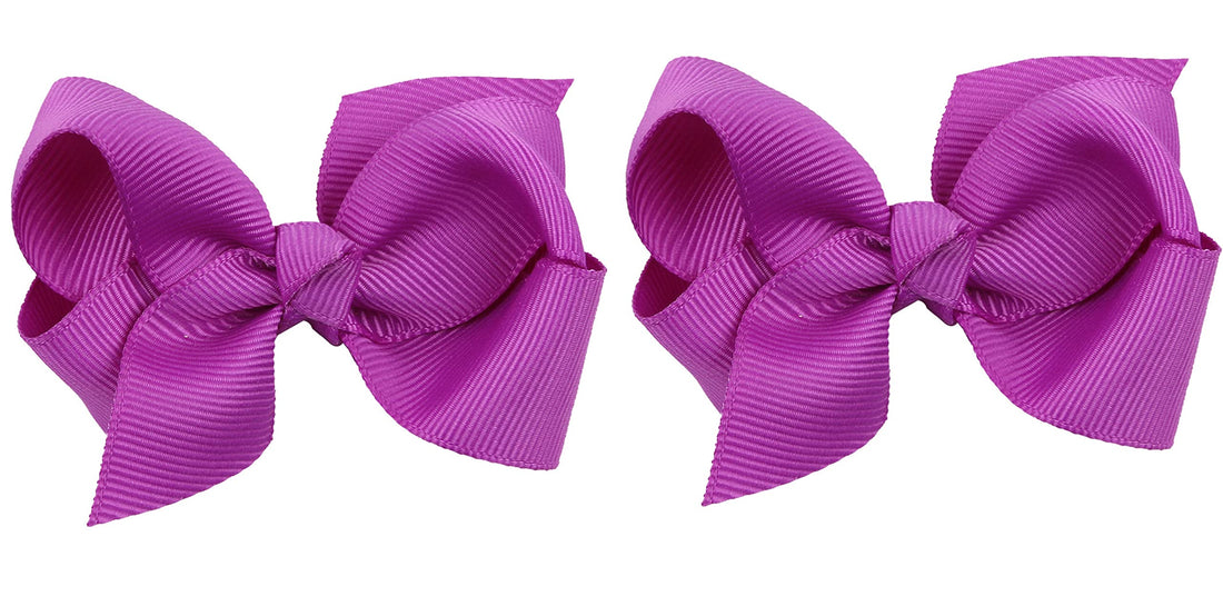 ZOONAI 3 Inch Baby Girl Hair Bows Boutique Hair Clip Teens Toddlers Hairpin Headwear - Set of 2 (Purple)