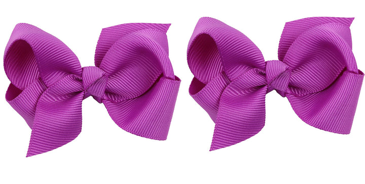 ZOONAI 3 Inch Baby Girl Hair Bows Boutique Hair Clip Teens Toddlers Hairpin Headwear - Set of 2 (Purple)