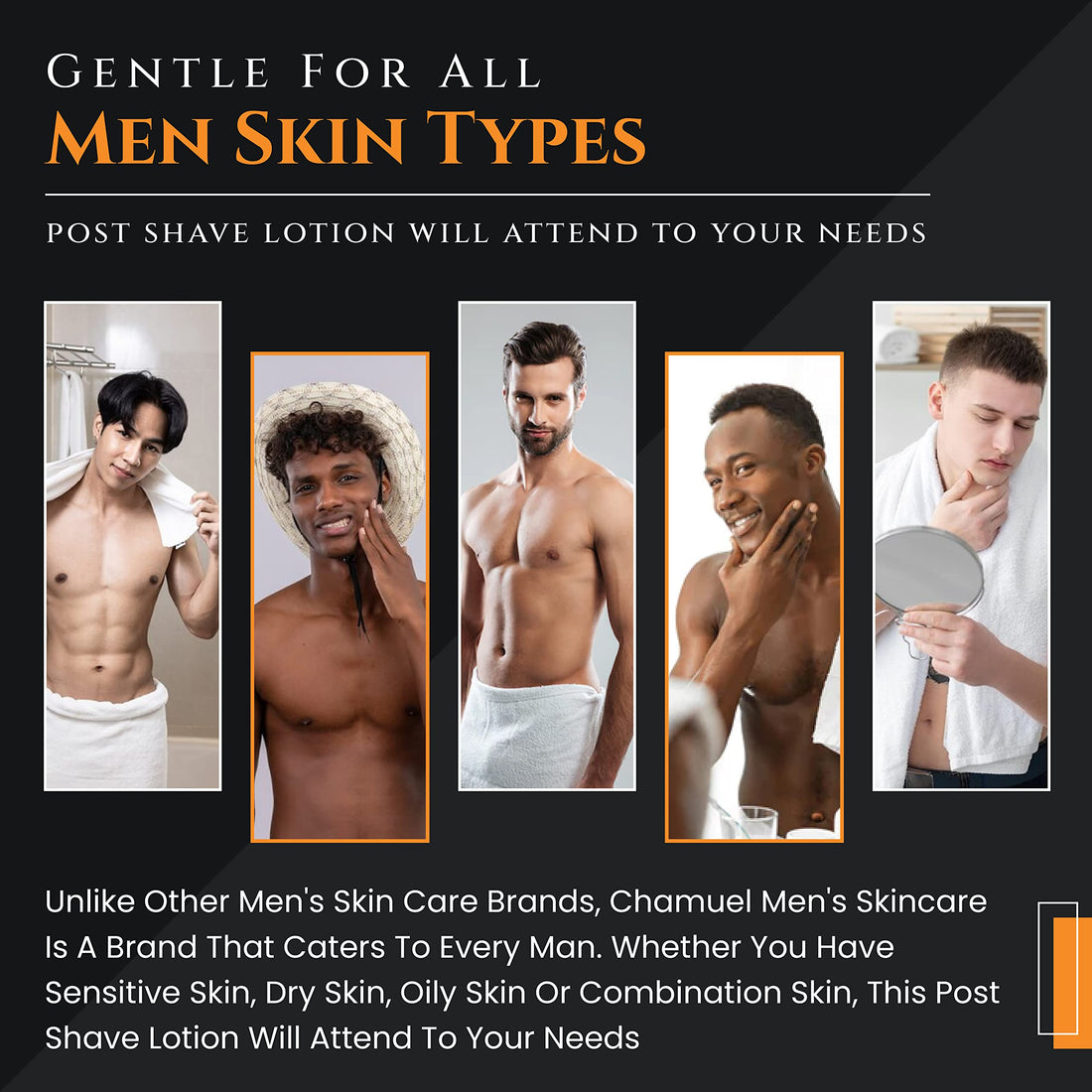 Chamuel Men's Skincare Post Shave Lotion – Anti-Aging All Natural SPF Sunscreen After Shave Grooming Moisturizer for Sensitive, Dry, Oily or Combo Skin, 2.6 oz