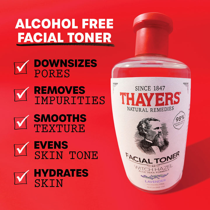 Thayer's Alcohol Free Witch Hazel with Organic Aloe Vera Formula Toner, Lavender 355ml