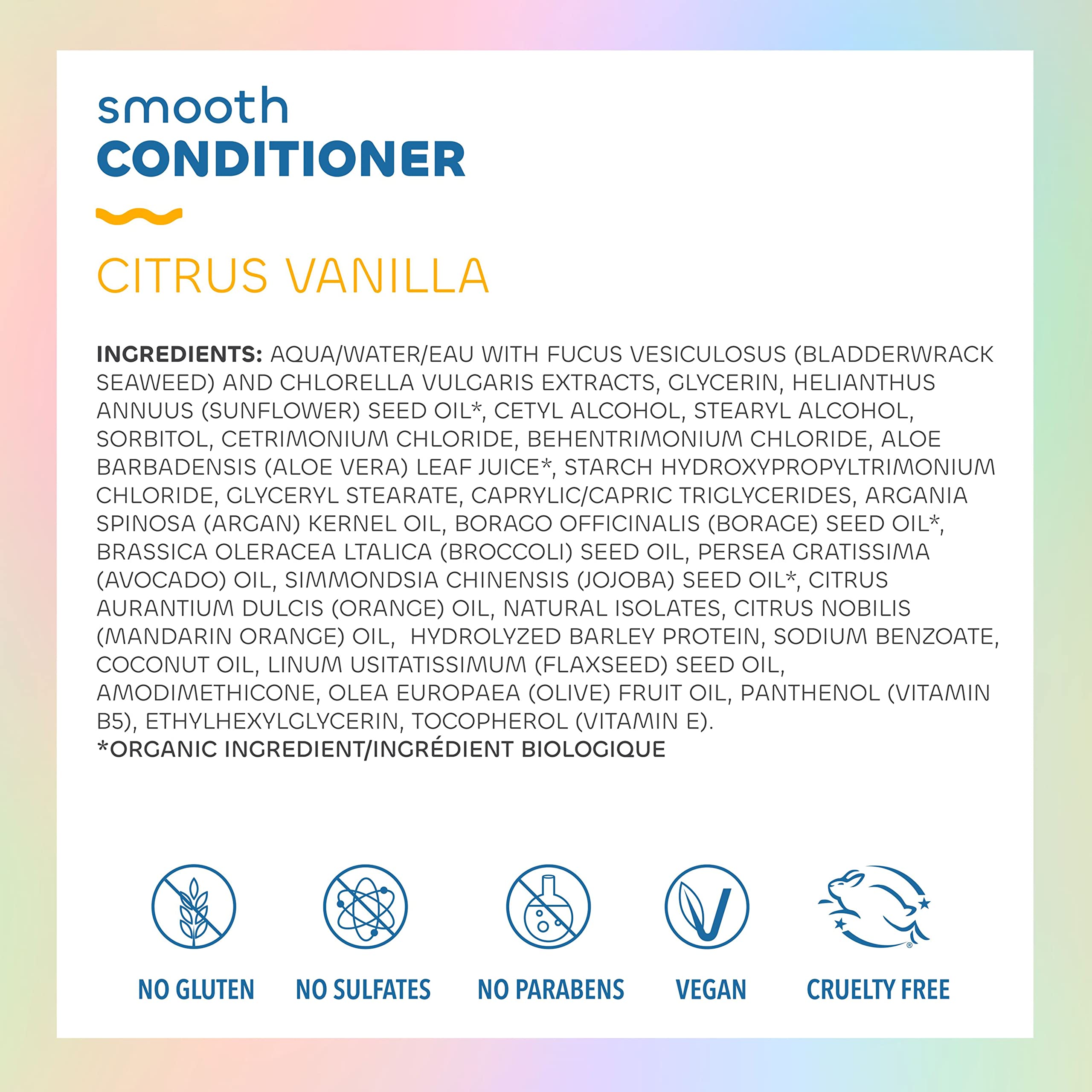 The Seaweed Bath Co. Smoothing Conditioner, Citrus Vanilla, Natural Organic Bladderwrack Seaweed, Vegan and Paraben Free, 12oz