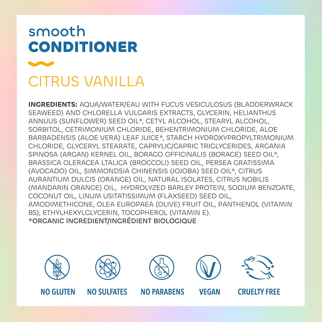 The Seaweed Bath Co. Smoothing Conditioner, Citrus Vanilla, Natural Organic Bladderwrack Seaweed, Vegan and Paraben Free, 12oz