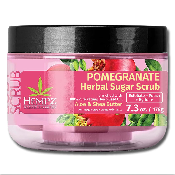 HEMPZ Sugar Body Scrub - Pomegranate - All Natural Exfoliating Shea Butter, Sugar, and Salt - For Women, Men, and Teens 7.3 - fl oz