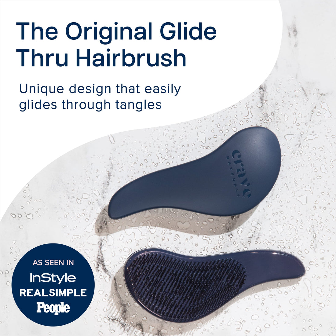 Crave Naturals Glide Thru Detangling Brush - Detangler Brush for Natural, Curly, Straight, Wet and Dry Hair for Adults and Kids - Hair Brush for Little Girls, Toddlers, Teens - 7.5 x 3 inches, Blue