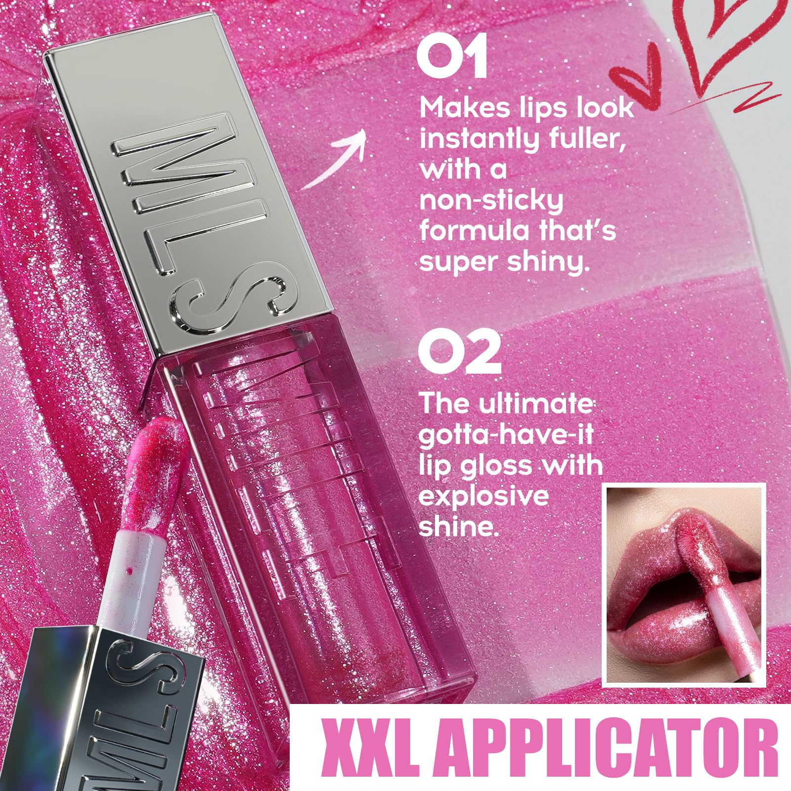 MLSMILE 3 PCS High Shine Glitter Lipglossey,Diamond Glitter Lip Gloss Long Lasting Moisturizing Lip Gloss Non-sticky Glossy Glitter Liquid Lipstick for Women,girls 0.33fl oz