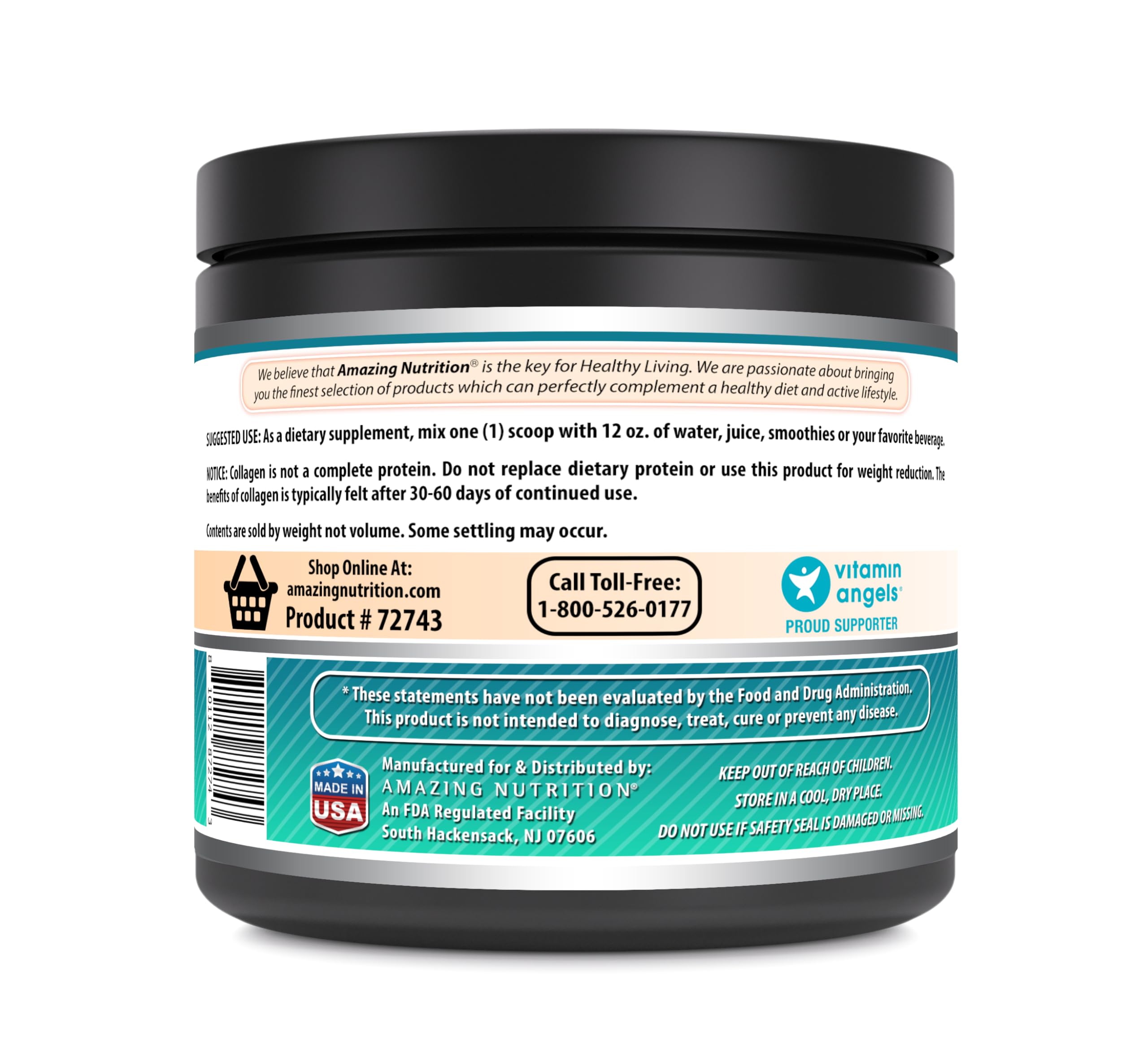 Amazing Formulas Hydrolyzed Collagen with Hyaluronic Acid & Multivitamins Supplement | 30 Servings Powder | 605 Grams | Unflavored