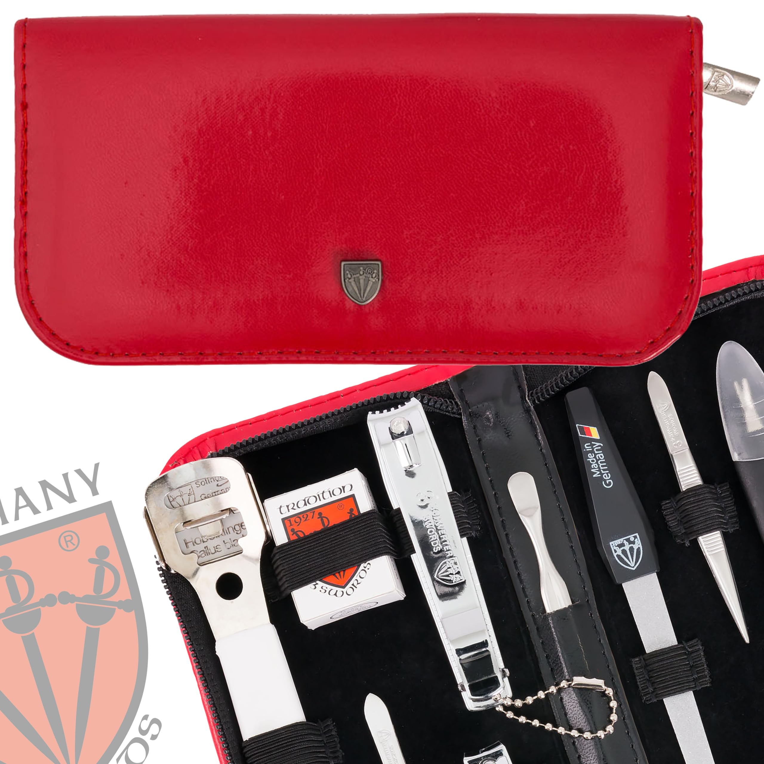 Three Swords Exclusive 9 Piece Manicure Pedicure Grooming Nail Care Set / Kit / Case Basic Standard Quality (935212)