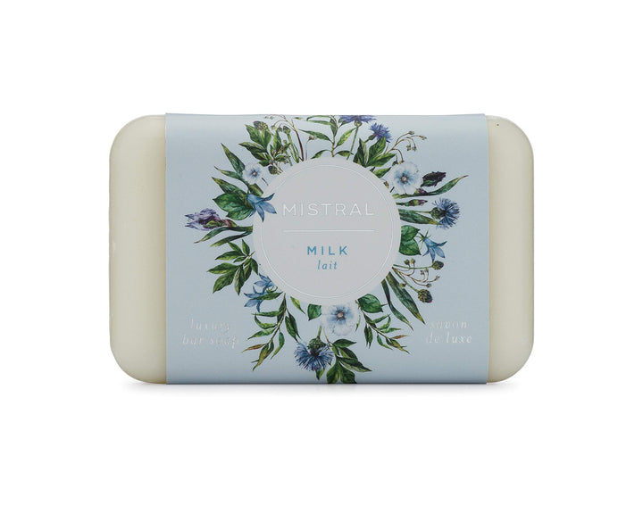 Mistral Triple Milled Bar Soap Organic Olive Oil and Shea Butter - Milk - Made in France, 7 oz