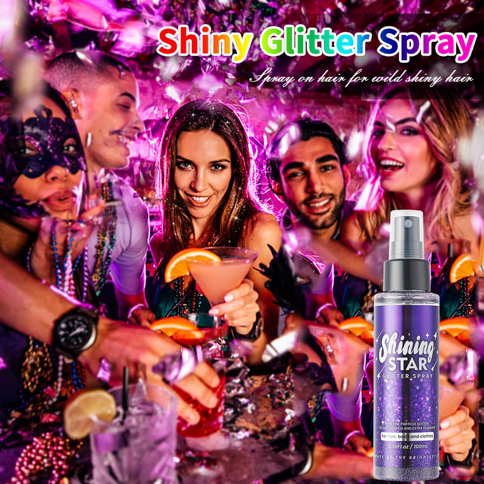 MEICOLY Liquid Body Glitter Spray,100ML(3.53OZ),Mardi Gras Outfit for Women,Mardi Gras Accessories,Glitter Hairspray,Sparkle Hair Spray,Glitter for Hair/Body/Face/Clothes,Body Shimmer for Skin