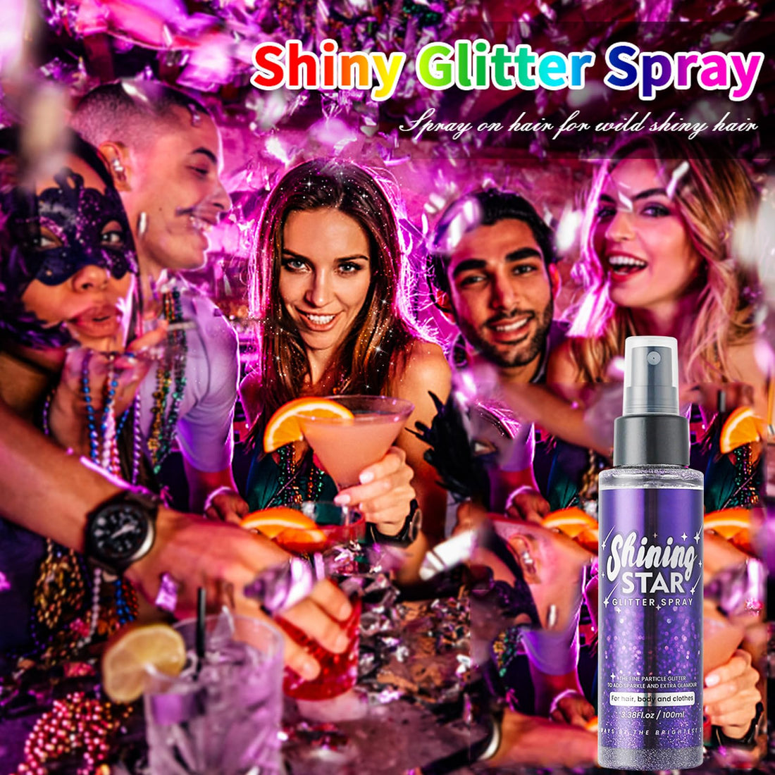 MEICOLY Liquid Body Glitter Spray,100ML(3.53OZ),Mardi Gras Outfit for Women,Mardi Gras Accessories,Glitter Hairspray,Sparkle Hair Spray,Glitter for Hair/Body/Face/Clothes,Body Shimmer for Skin