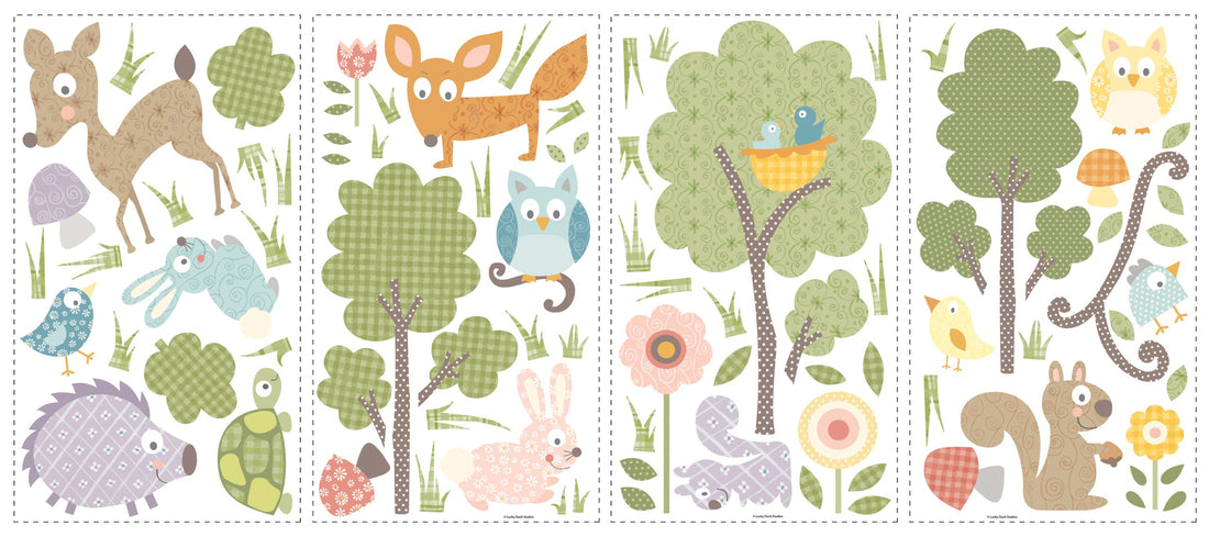 RoomMates RMK1398SCS Woodland Animals Peel and Stick Wall Decals , Black