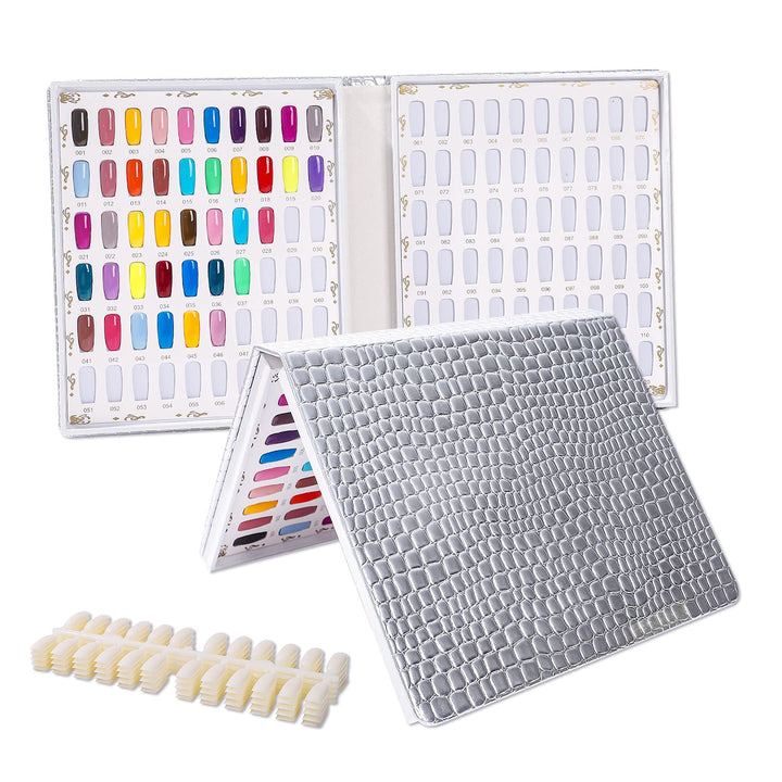 Silver: Nmkl38 120 Nail Color Chart Display Book For Nail Polish Uv Gel Color Cards Nail Salon Tool With False Nail Tips (Silver)
