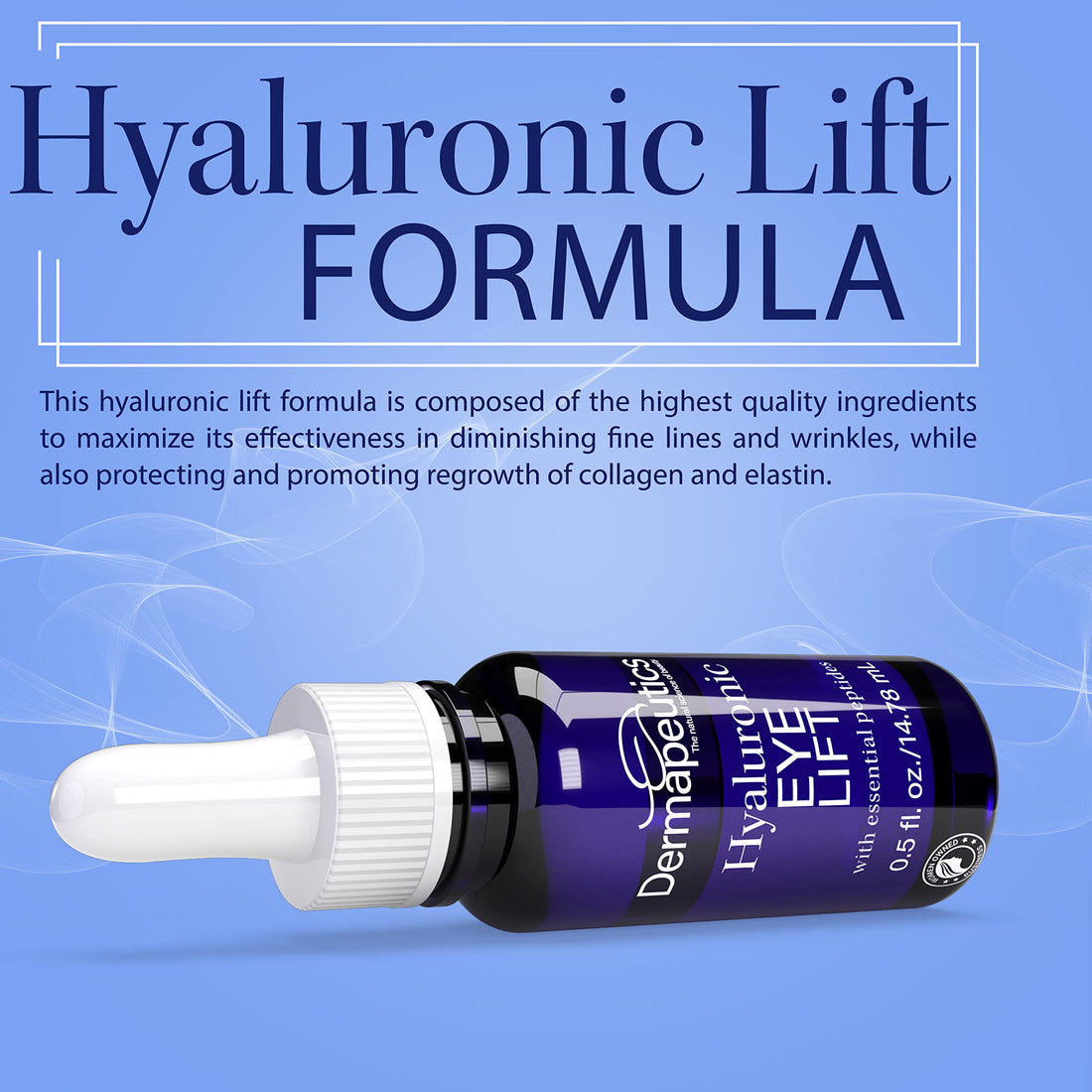 Dermapeutics Hyaluronic Acid Serum for Eyes, 0.5 oz | Ultra Hydrating | Anti Aging & Anti Wrinkle | Skin Firming & Plumping | Boosts Collagen & Elastin