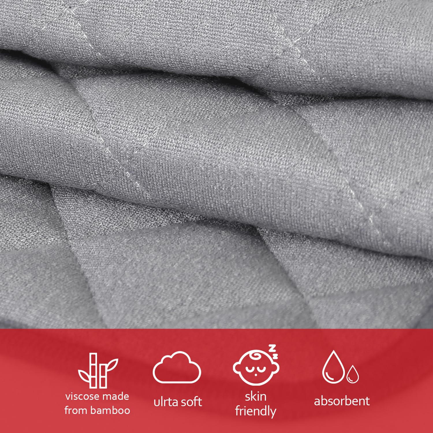 Diaper Changing Pad Liner Non-Slip, Waterproof Terry Mat, Quilted Absorbent Bassinet Liners Washable, 3 Pack 13x 26 Reusable Portable Changing Table Pad Rectangle Grey