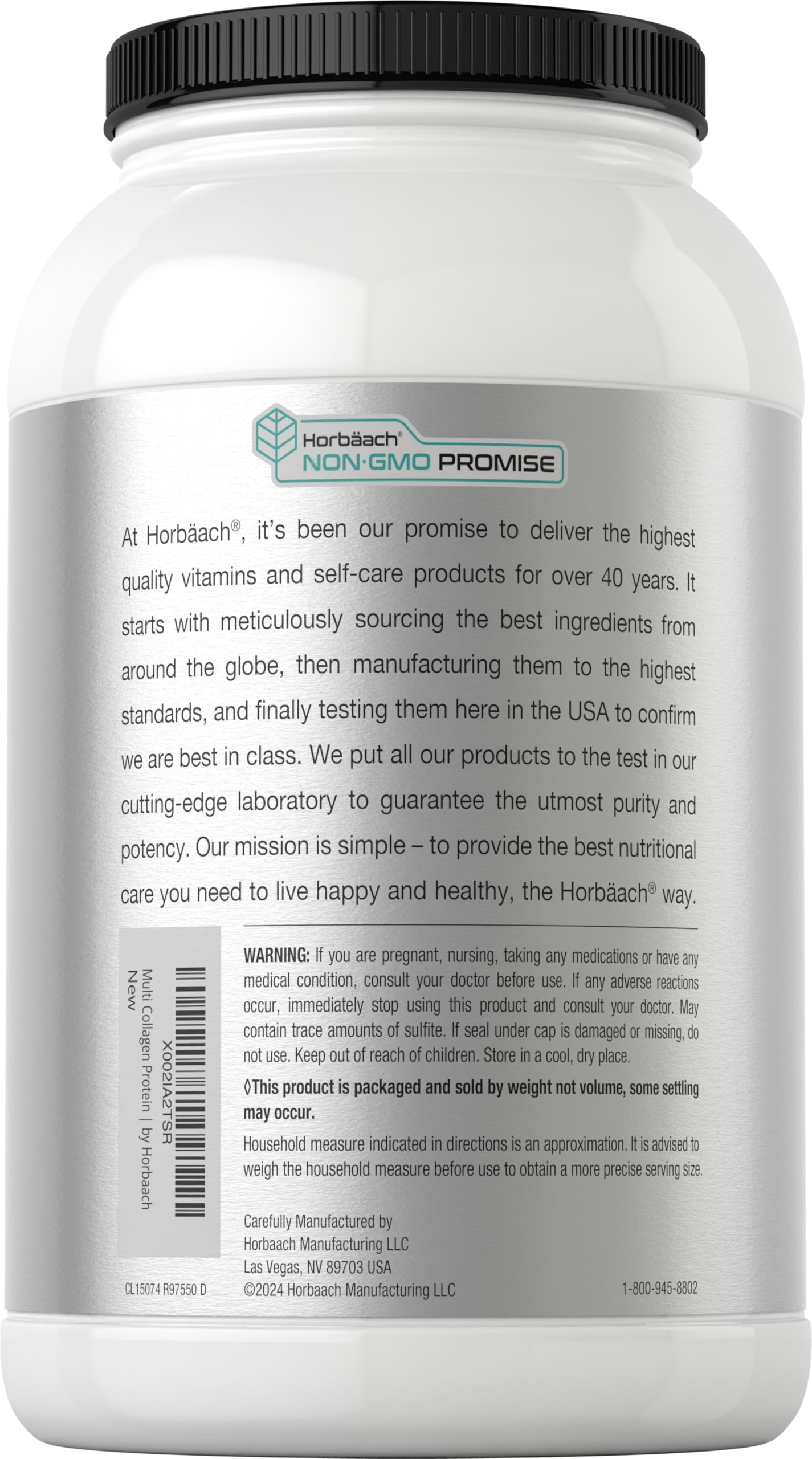 Horbaach Multi Collagen Protein Powder 32 oz | Type I, II, III, V, X | Hydrolyzed Collagen Peptides | Keto & Paleo Friendly | Unflavored & Gluten Free