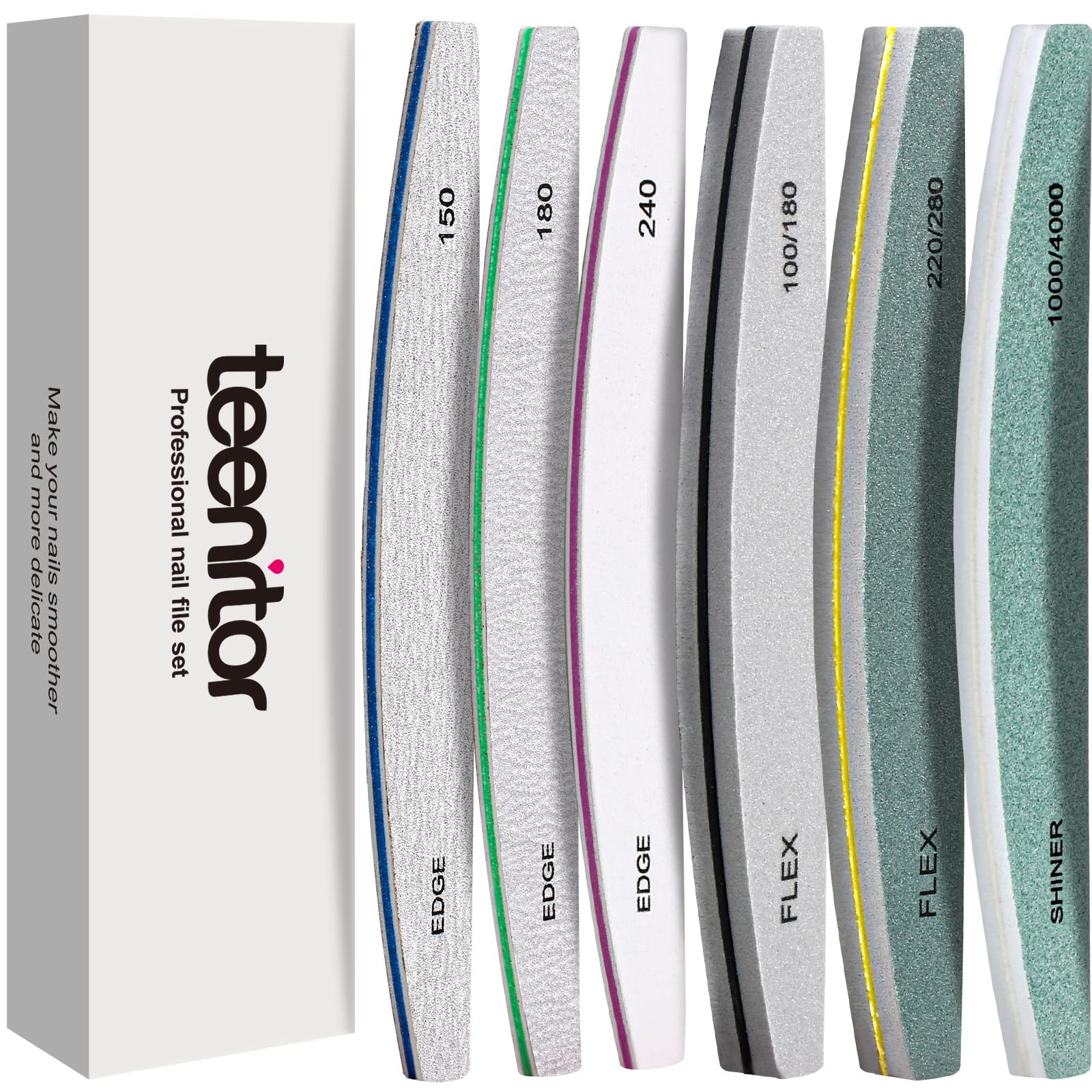 Teenitor Nail File Buffer, Nail Files, Nail Buffer Set to File, Shape,Smooth, Buffer and Shine Nails, Half-Moon