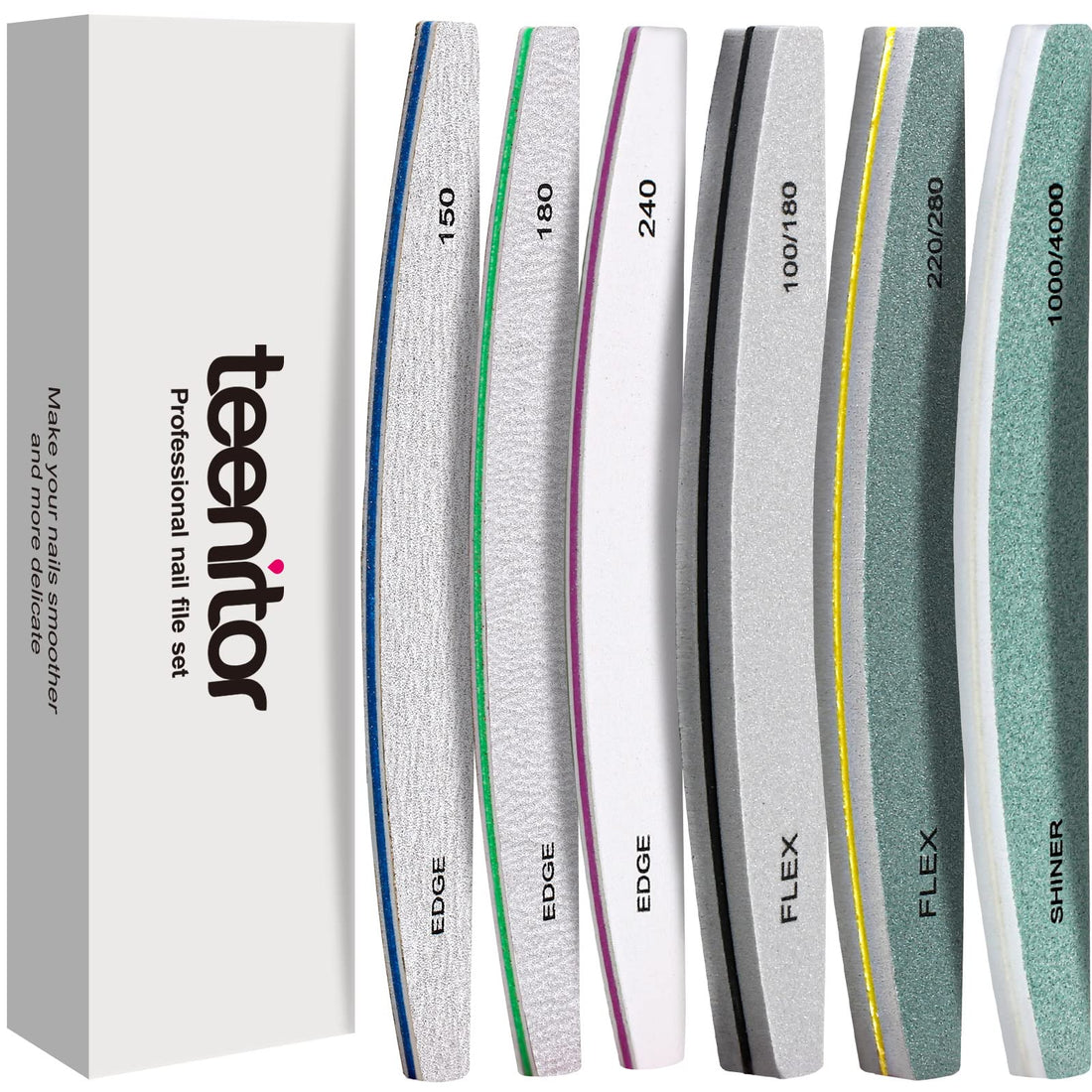 Teenitor Nail File Buffer, Nail Files, Nail Buffer Set to File, Shape,Smooth, Buffer and Shine Nails, Half-Moon