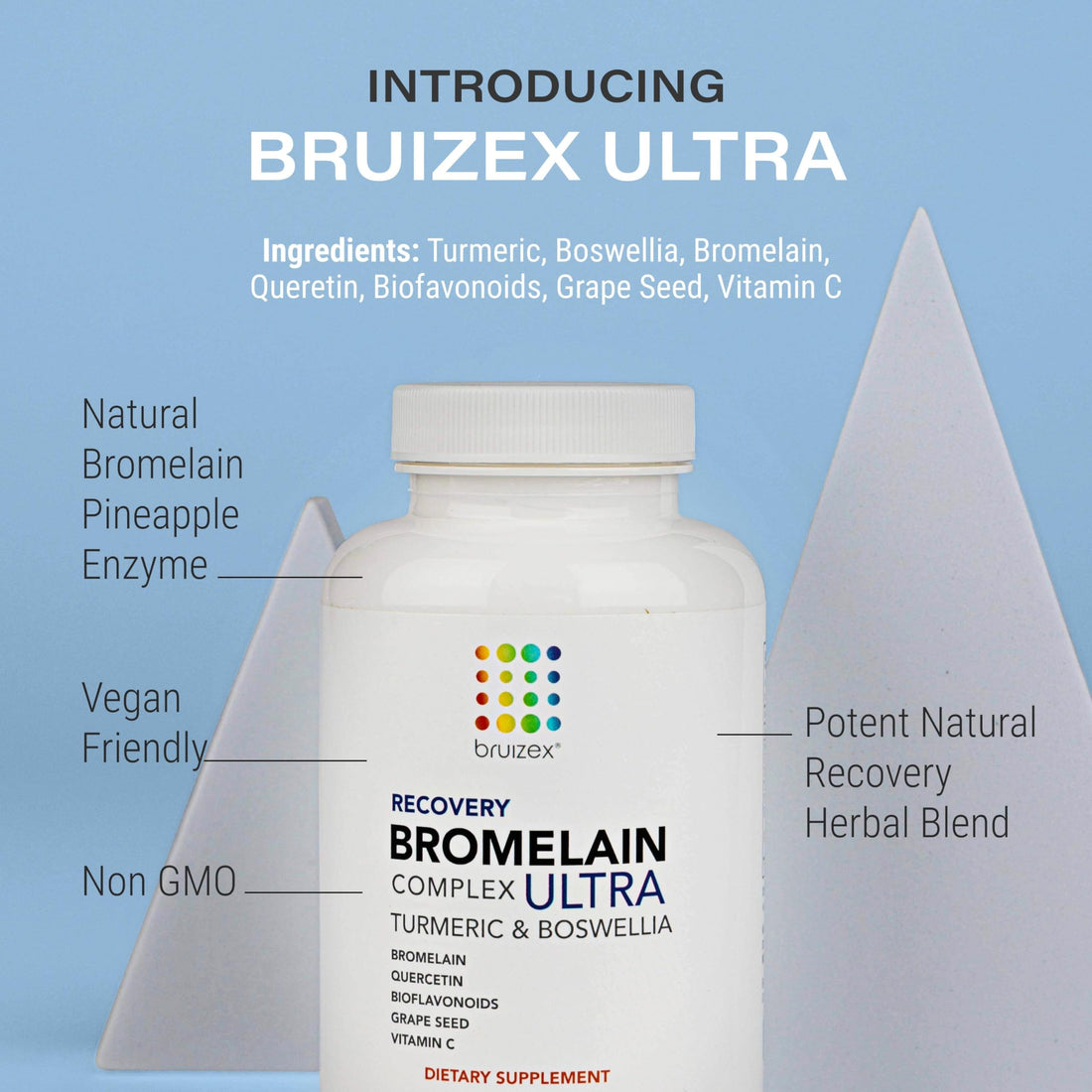 Bruizex Ultra Bromelain and Quercetin Bruising Relief Supplement, 120 Capsules | Bruised Skin, Trauma Recovery and Swelling Surgery Supplements | Contains Bromelain, Quercetin, Turmeric and Boswellia