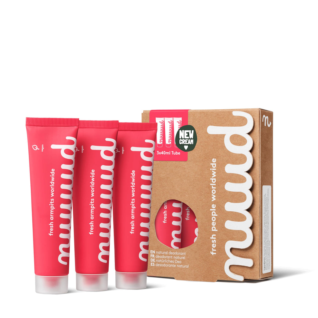 nuud xXL Pack | 3 x 40ml | new cream | super value | natural, vegan cream deodorant, effective for 3 days, no perfume, no aluminium, for women & men, 13-14 months supply, dermatologically approved