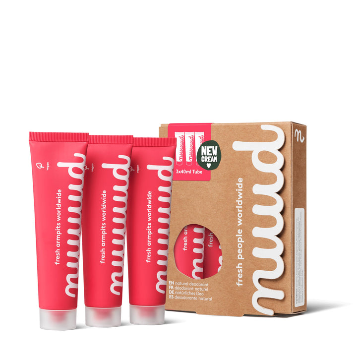 nuud xXL Pack | 3 x 40ml | new cream | super value | natural, vegan cream deodorant, effective for 3 days, no perfume, no aluminium, for women & men, 13-14 months supply, dermatologically approved