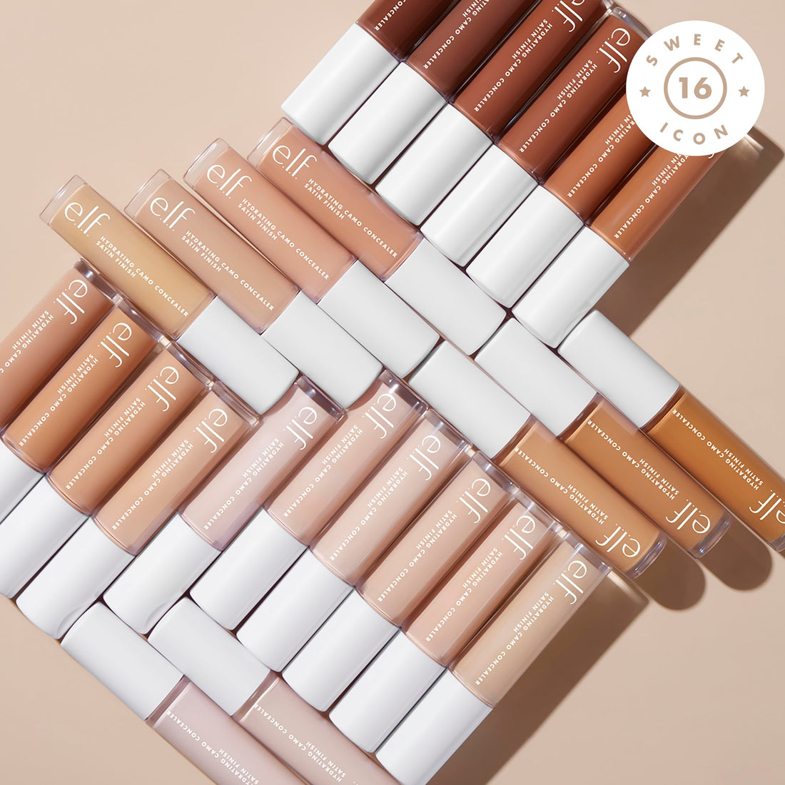 e.l.f, Hydrating Camo Concealer, Lightweight, Full Coverage, Long Lasting, Conceals, Corrects, Covers, Hydrates, Highlights, Medium Sand, Satin Finish, 25 Shades, All-Day Wear, 0.20 Fl Oz
