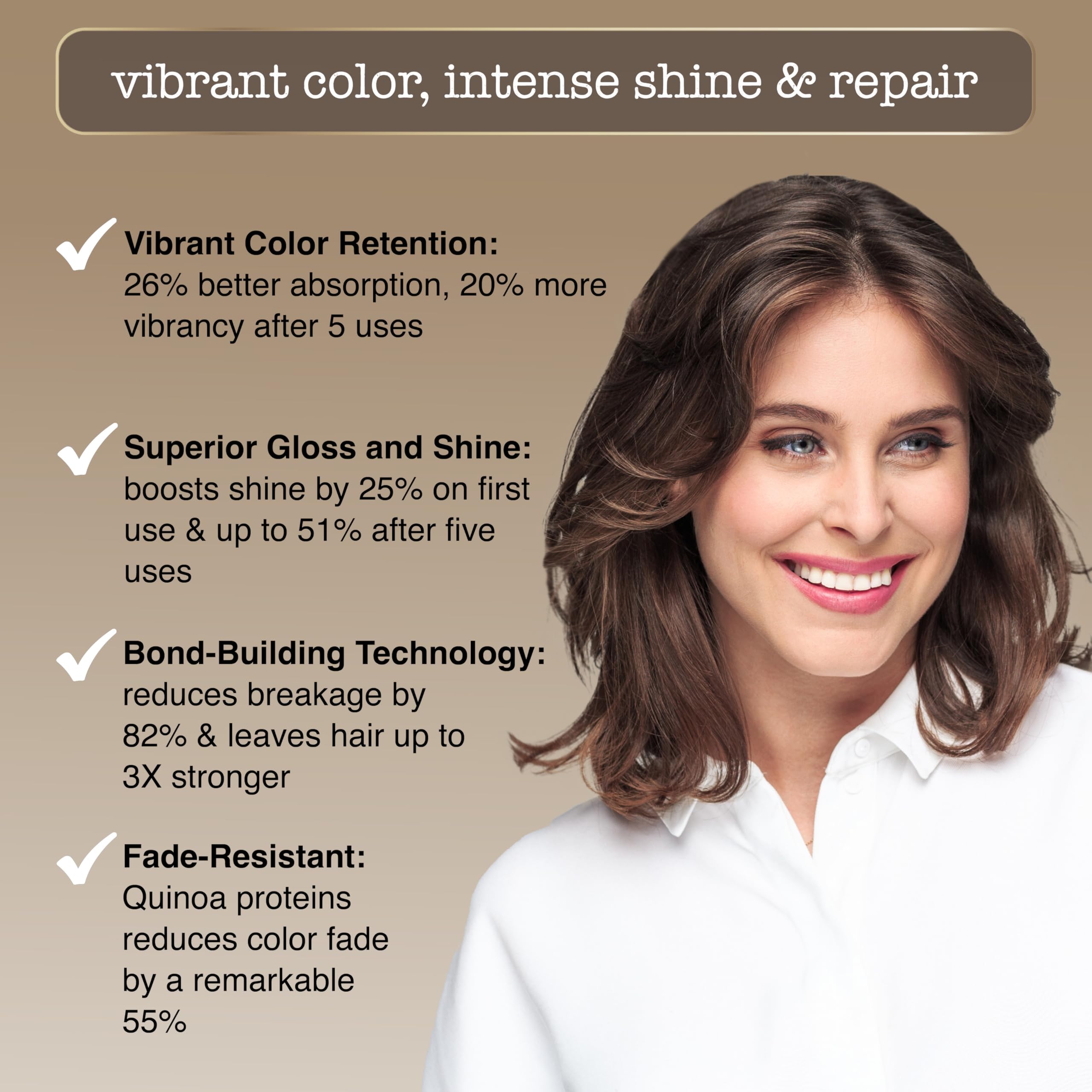 Sauce Beauty Glossy Color + Gloss + Repair, Medium Brown, Semi Permanent Hair Dye with Bond-Building and Color-Fade Protection Technology, Adds Shine & Deep Moisture, Lasts 4-8 Weeks, Stops Fade